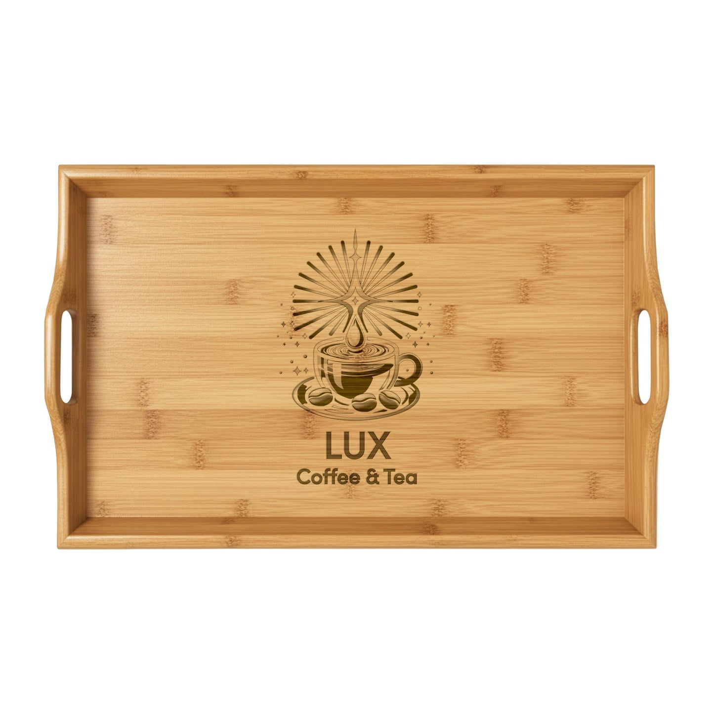 LUX Coffee & Tea engraved Bamboo Serving Tray