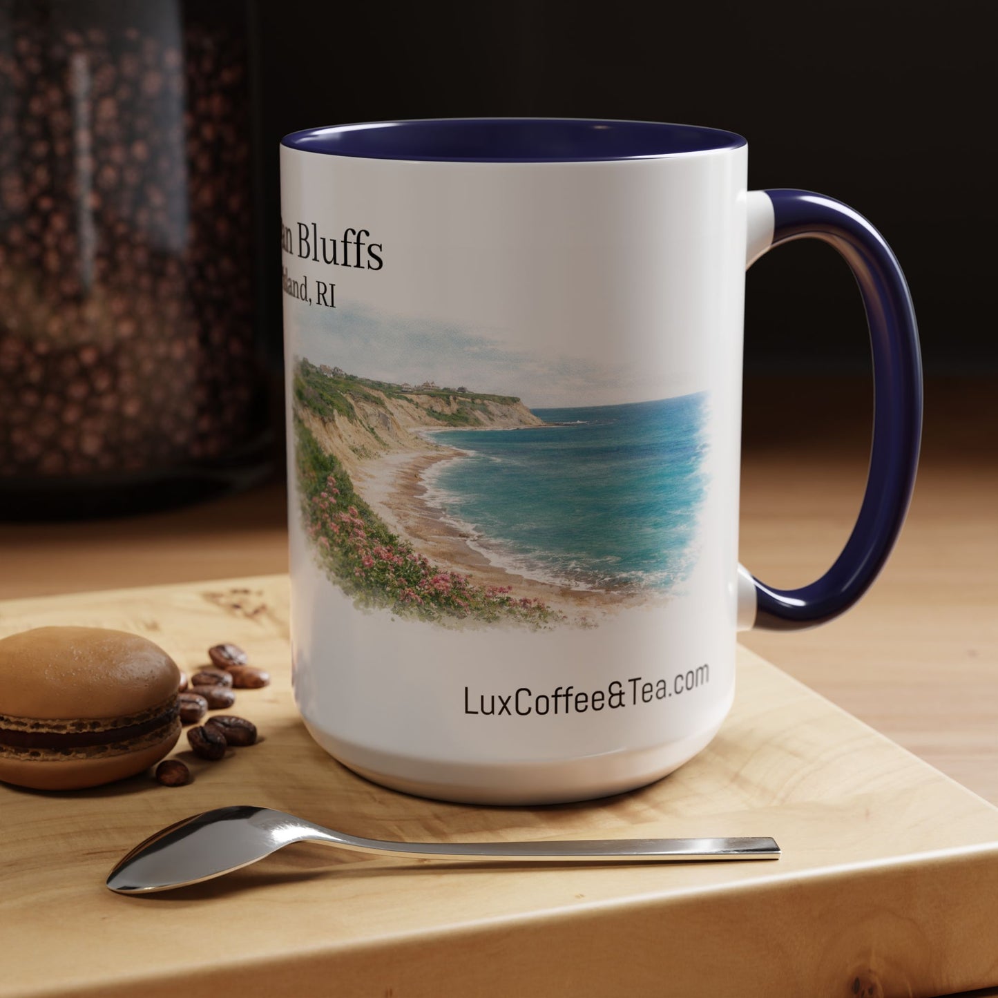 LUX Coffee and Tea Shorelines Mohegan Bluffs Block Island, RI Accent Mug  (11oz /15oz)