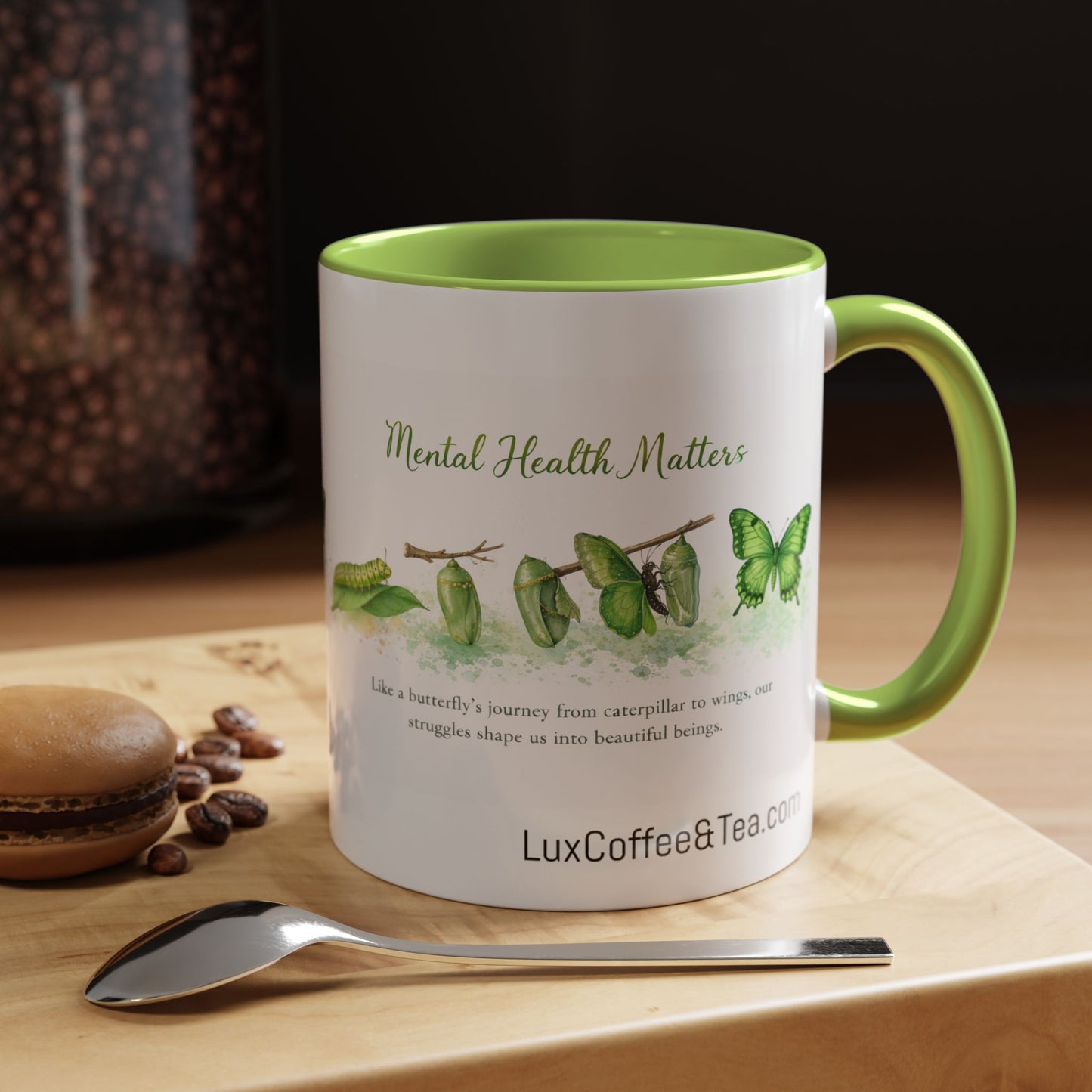 Lux Coffee and Tea Caterpillar to Wings Mental Health Awareness Accent Mug  (11oz)
