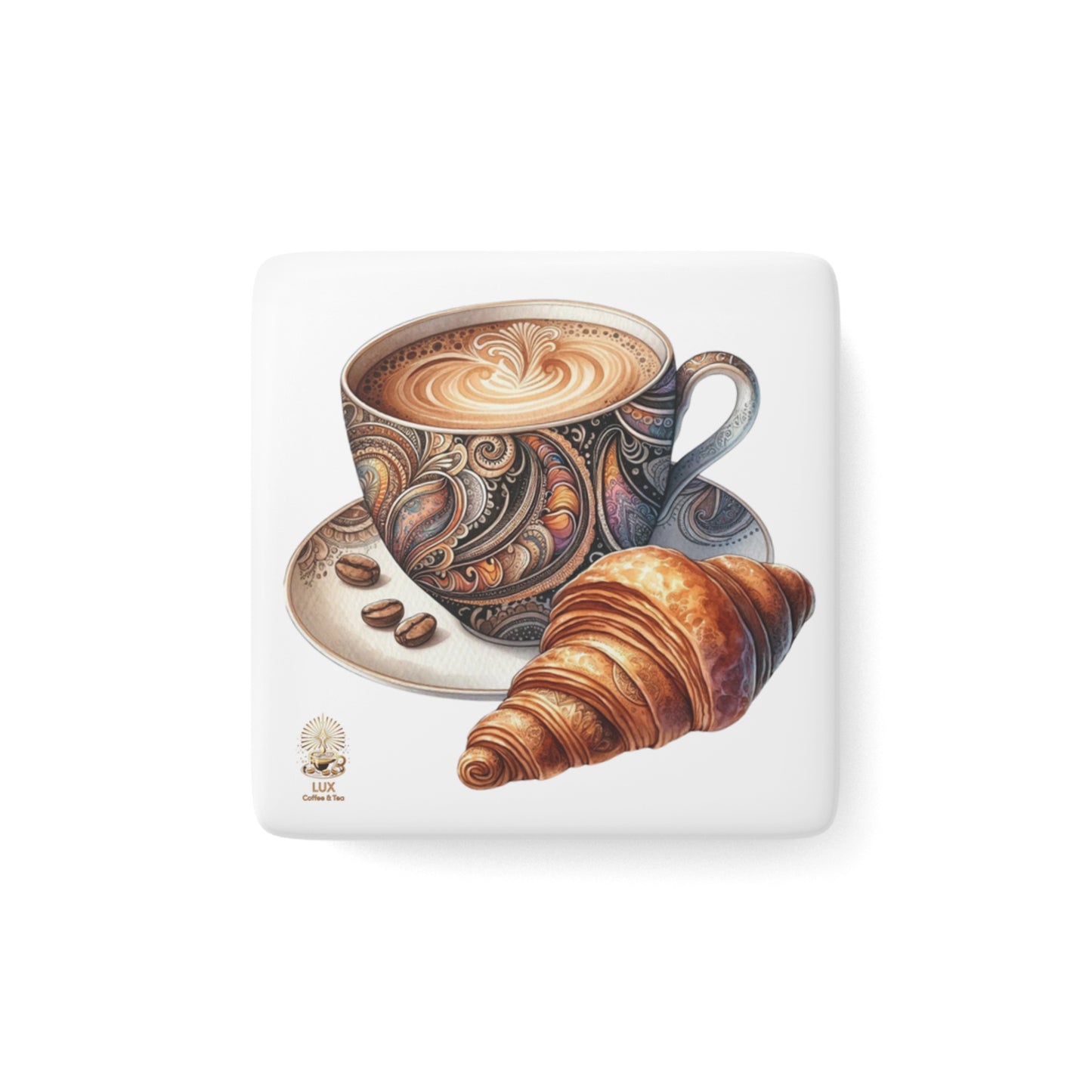Lux Coffee & Tea Collection Porcelain Magnet - "Caffè e Cornetto"