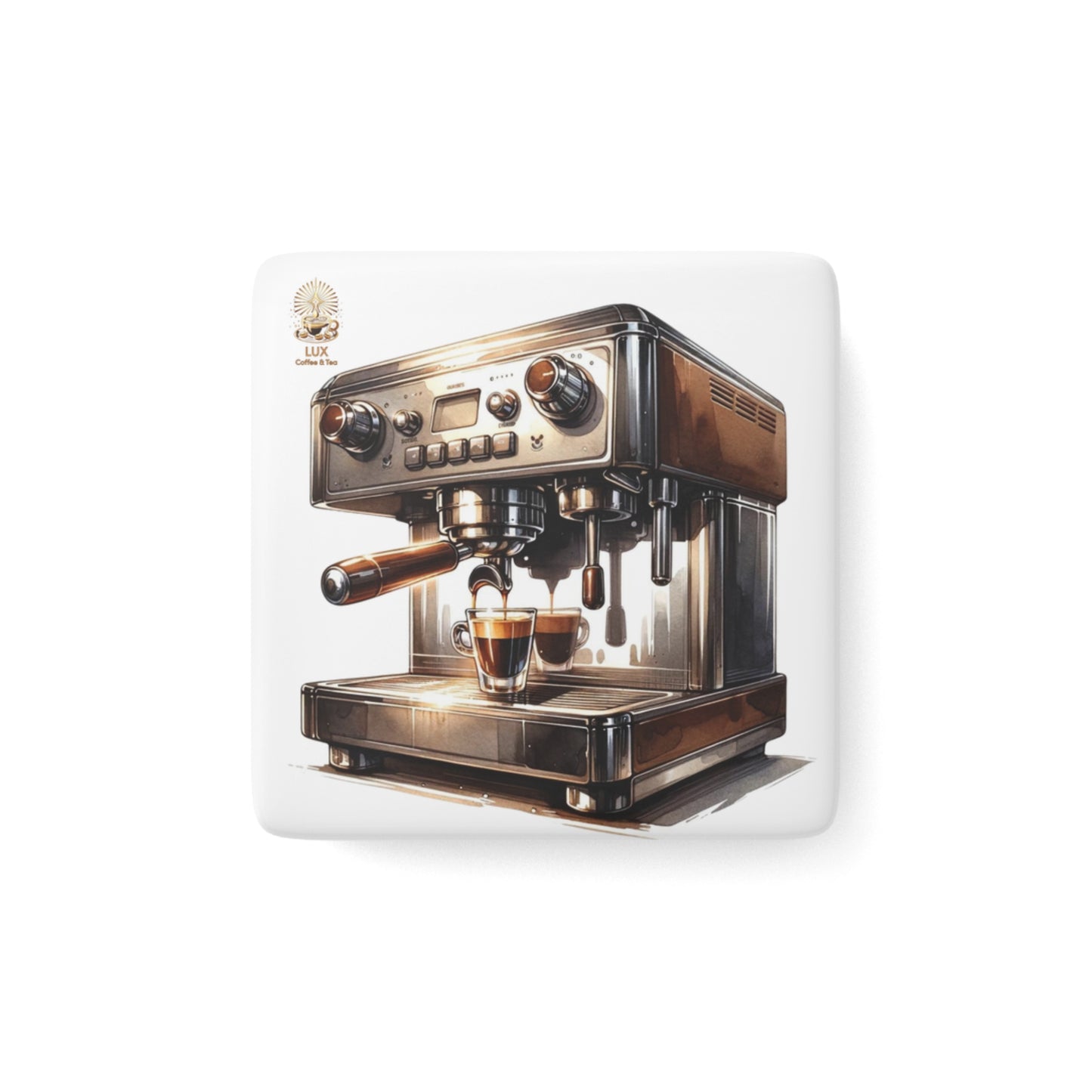 Lux Coffee & Tea Collection Porcelain Magnet - "Double Espresso Please"