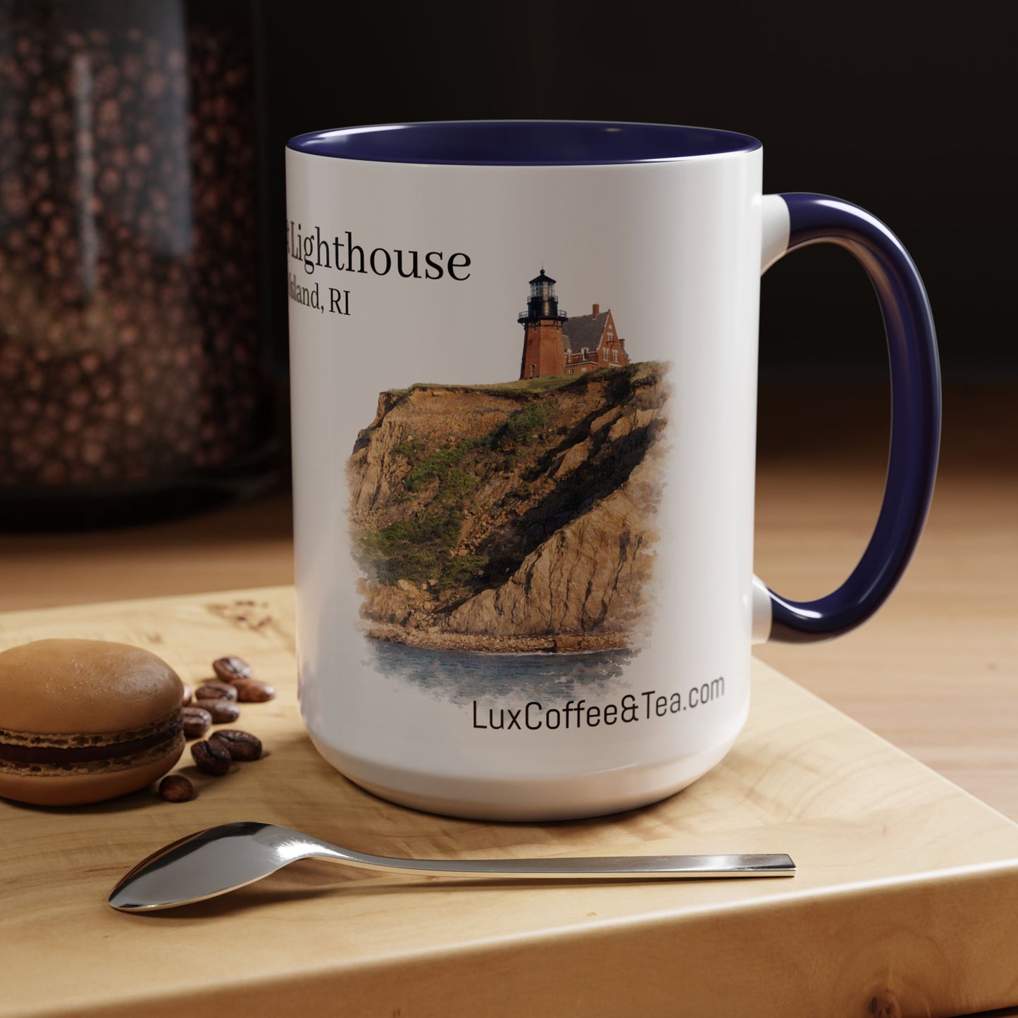 LUX Coffee and Tea Shorelines Southeast lighthouse Block Island, RI Accent Mug  (11oz /15oz)