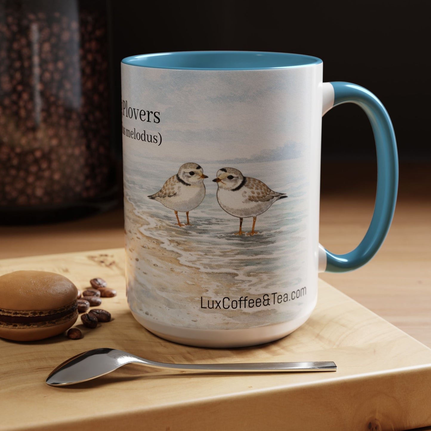 LUX Coffee and Tea Shorelines Piping Plovers (Charadrius melodus) at Greenwich Island Accent Mug  (11oz /15oz)