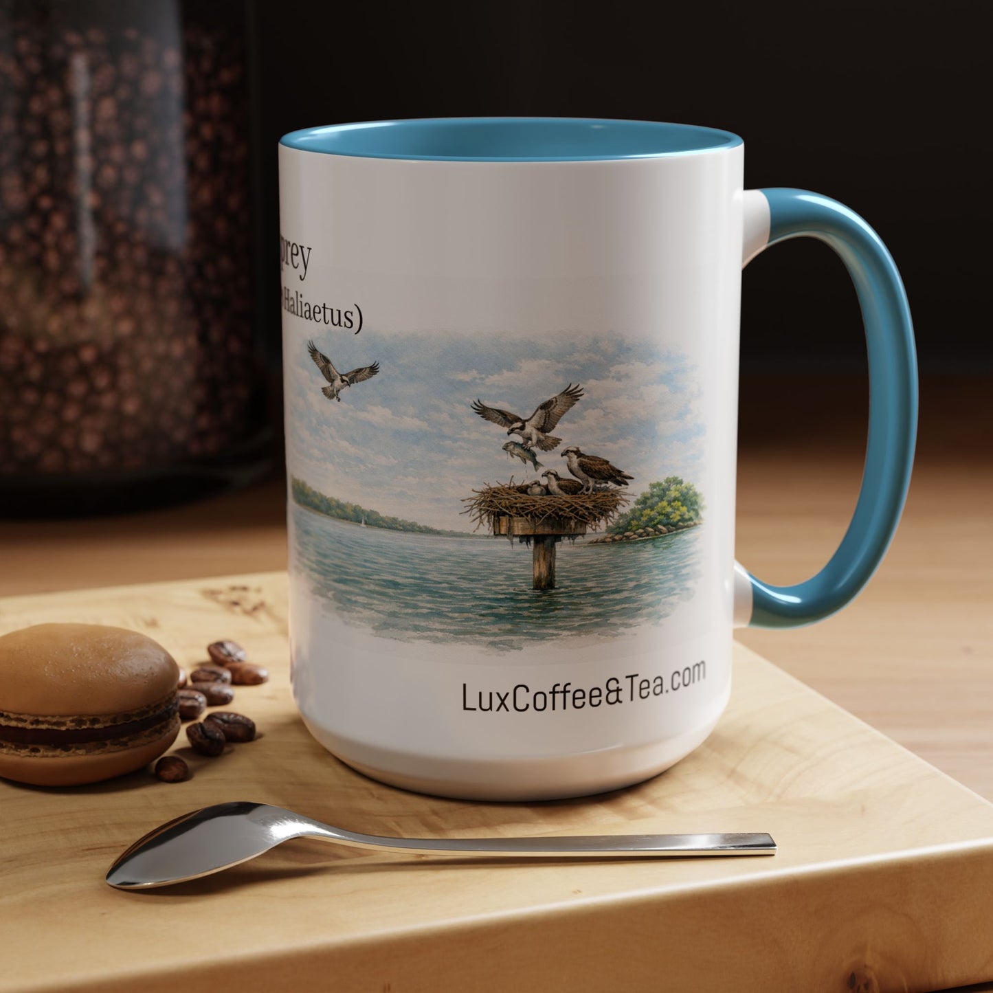 LUX Coffee and Tea Shorelines Ospreys (Pandion Haliaetus) Accent Mug  (11oz /15oz)