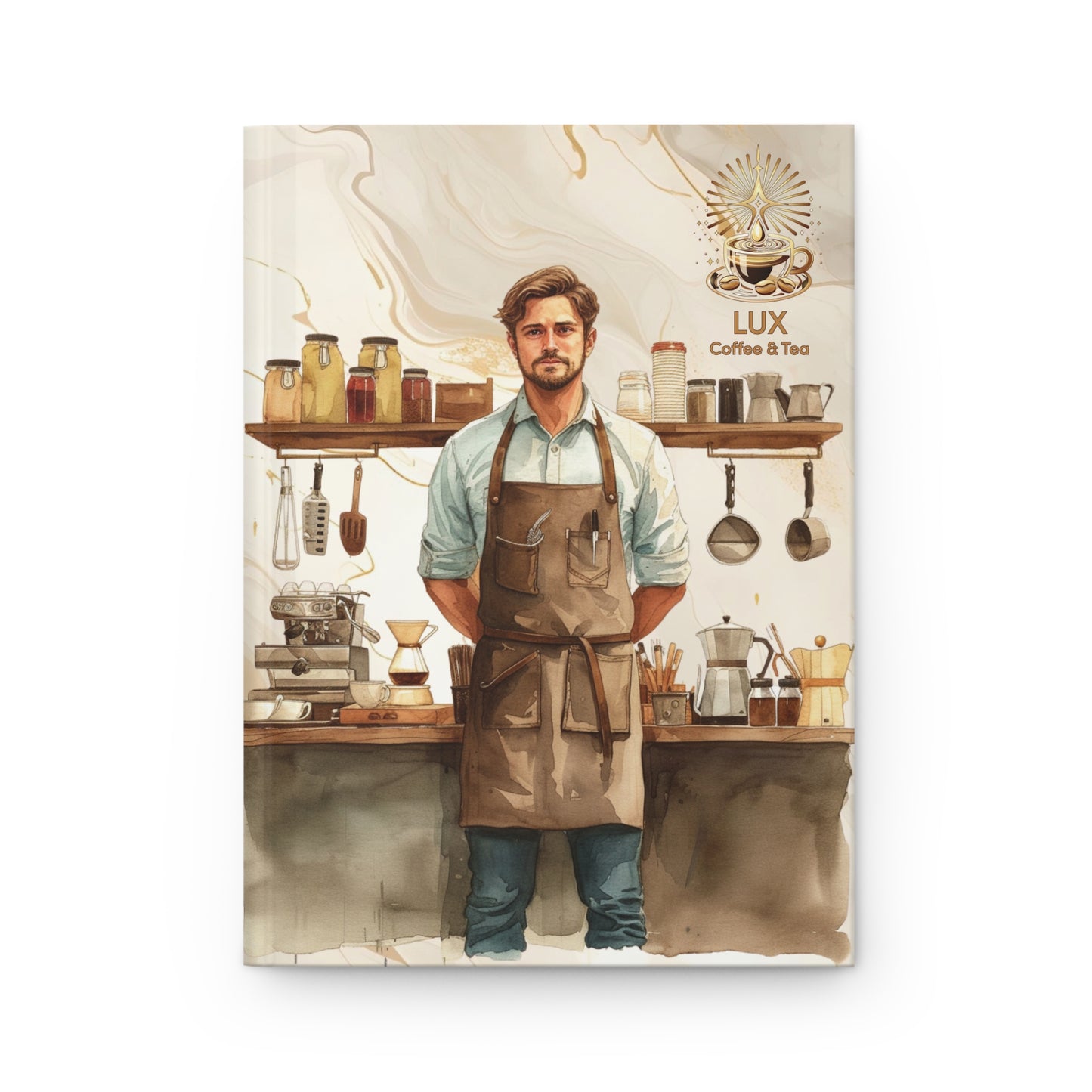 Lux Coffee  & Tea " Coffee Guy" Hardcover Journal Matte Marble