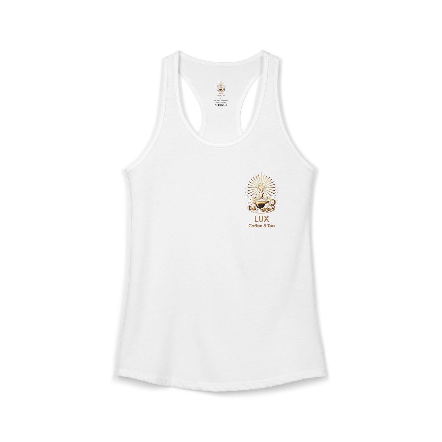 Lux Coffee & Tea Women's Ideal Next Level Racerback Tank
