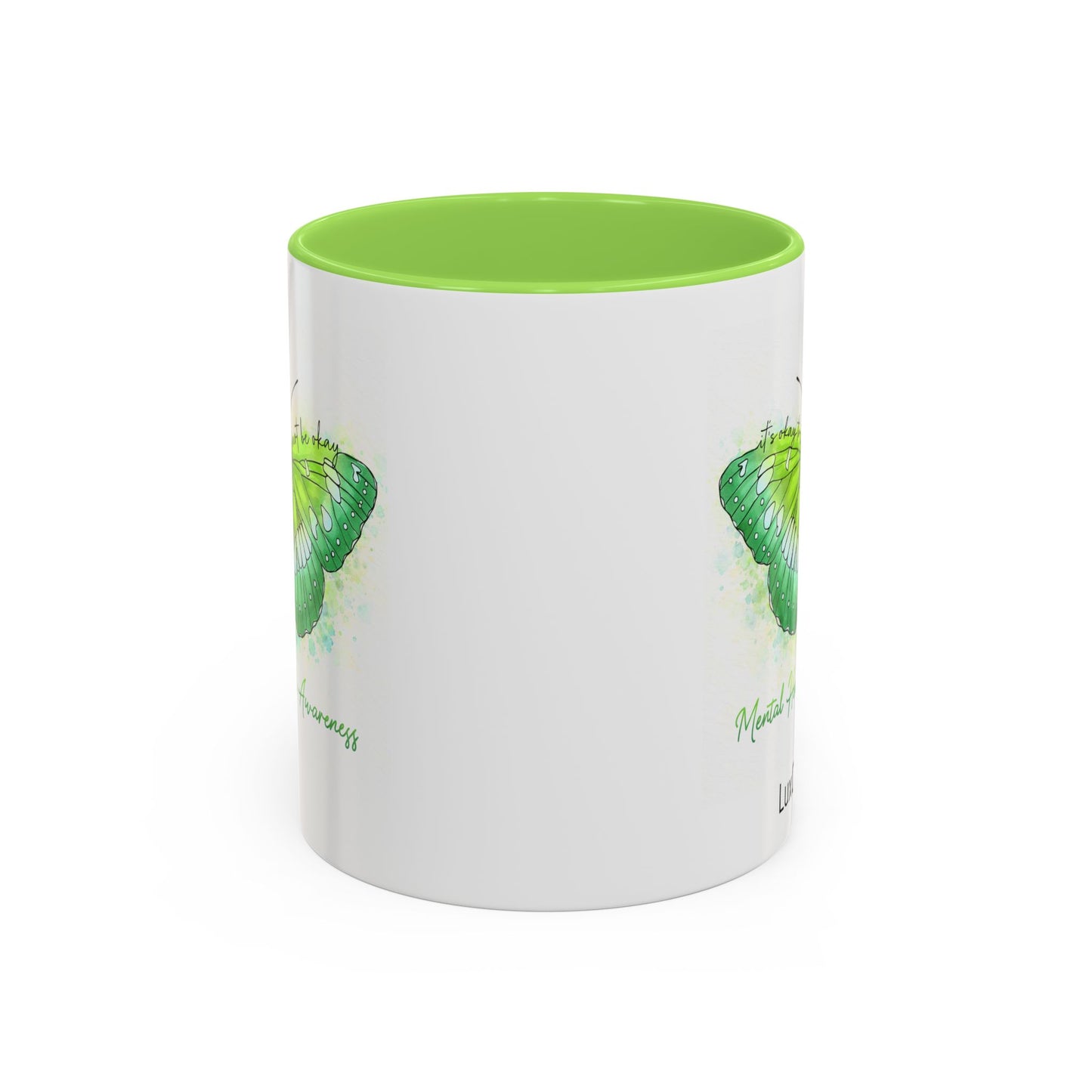 LUX Coffee and Tea It’s OK to Not Be OK Butterfly Mental Health Awareness Accent Mug (11/15oz)