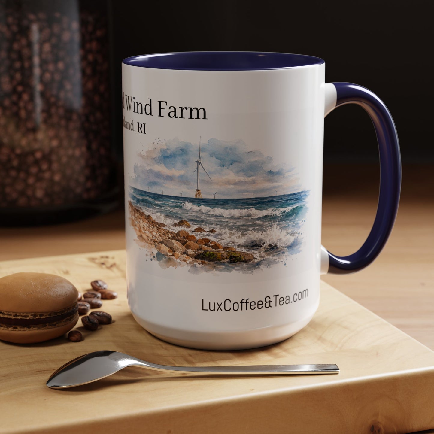 LUX Coffee and Tea Shorelines Block Island Wind Farm (BIWF) Block Island, RI Accent Mug  (11oz /15oz)