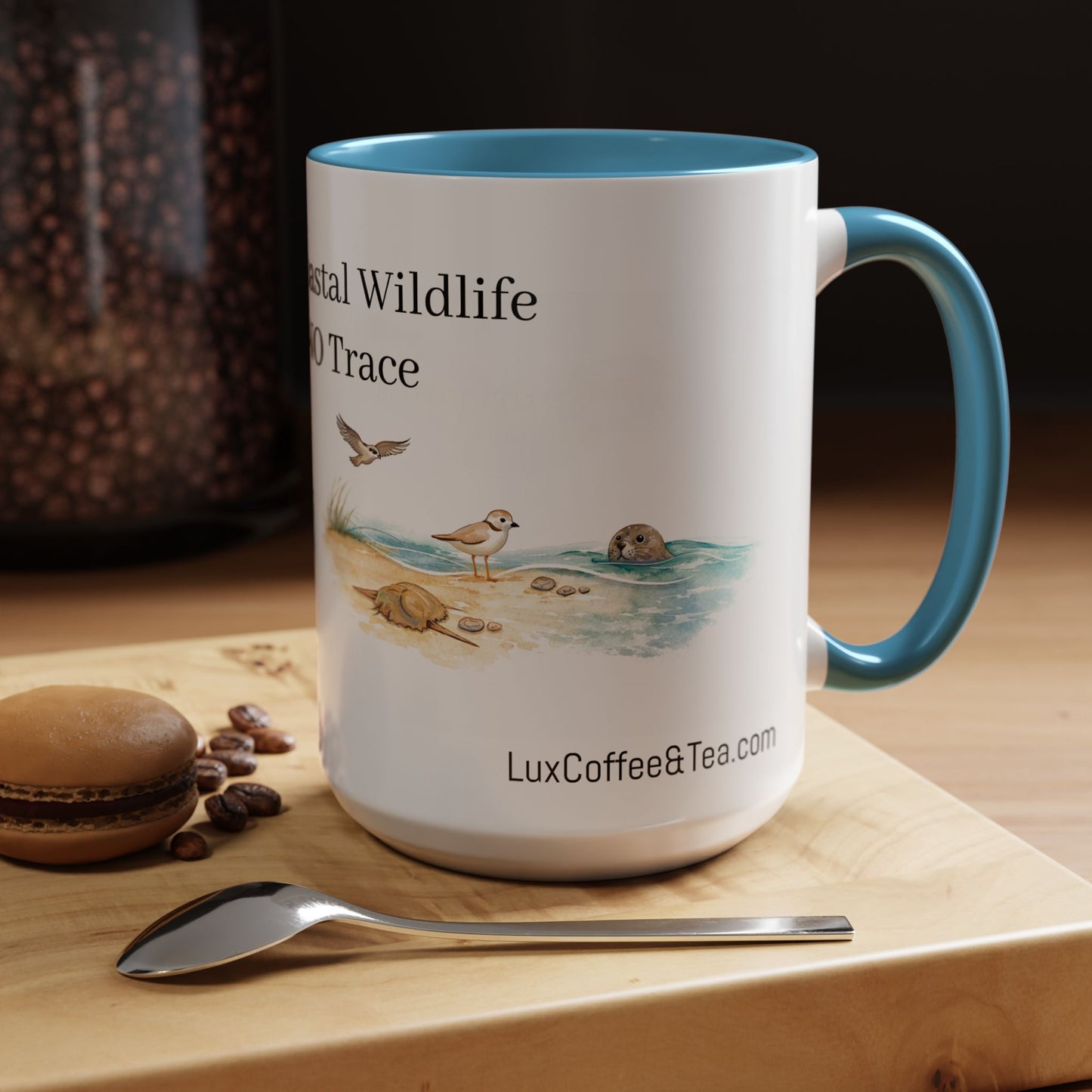 LUX Coffee and Tea Shorelines Respect Coastal Wildlife Leave NO Trace Accent Mug  (11oz /15oz)