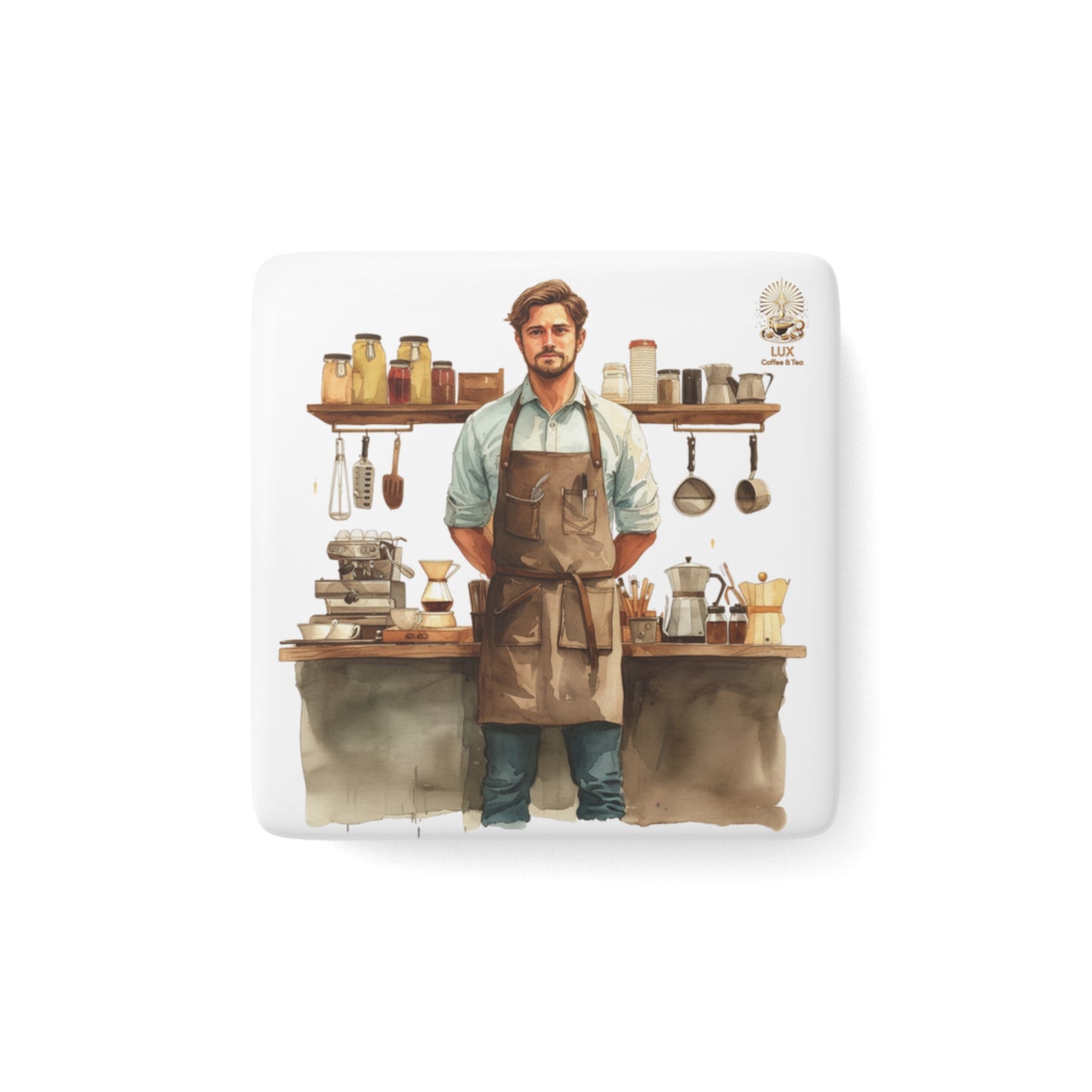 Lux Coffee & Tea Collection Porcelain Magnet - "Coffee Guy"
