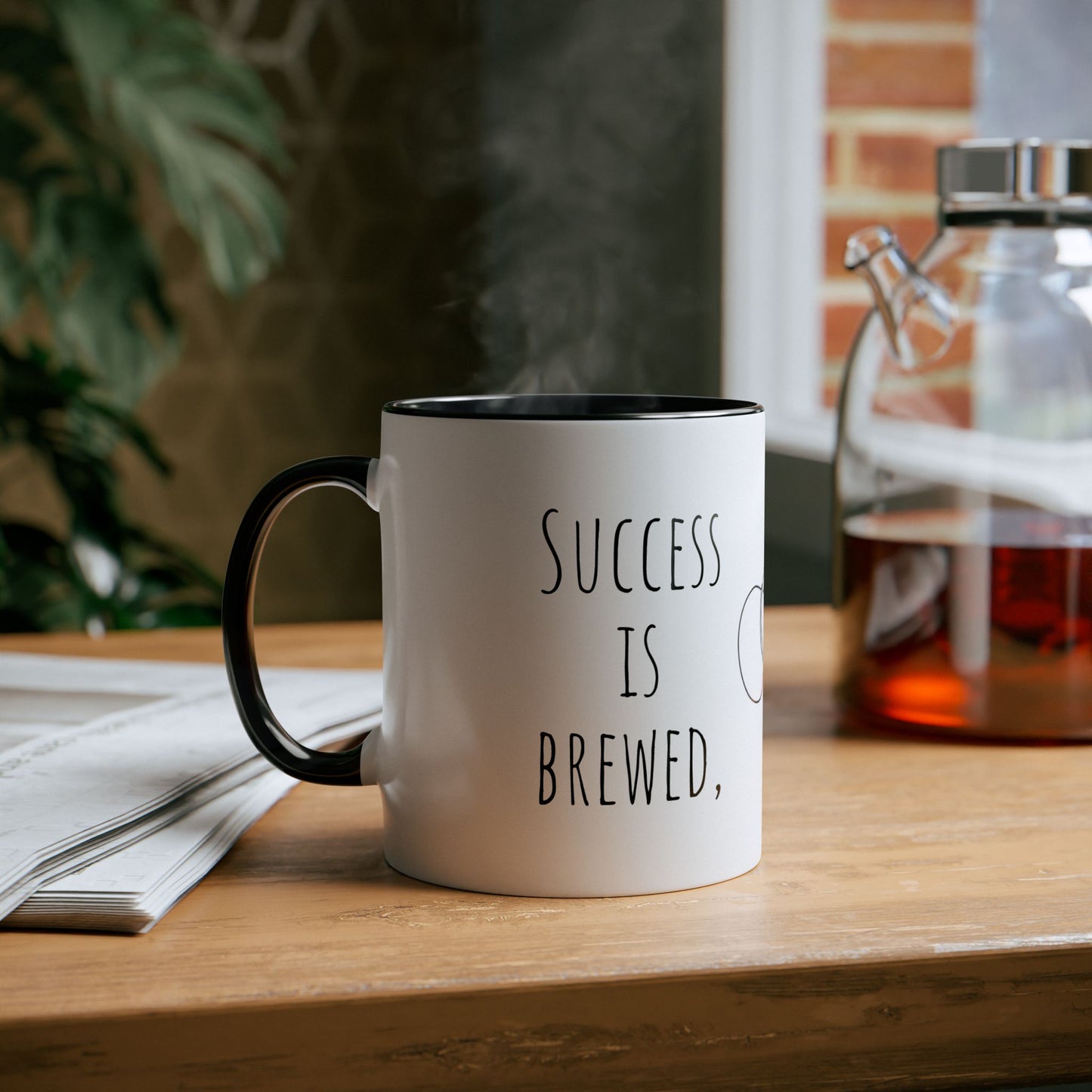 Lux Coffee & Tea - "Success is brewed, not given."-Two -Tone Coffee Mugs, 11oz