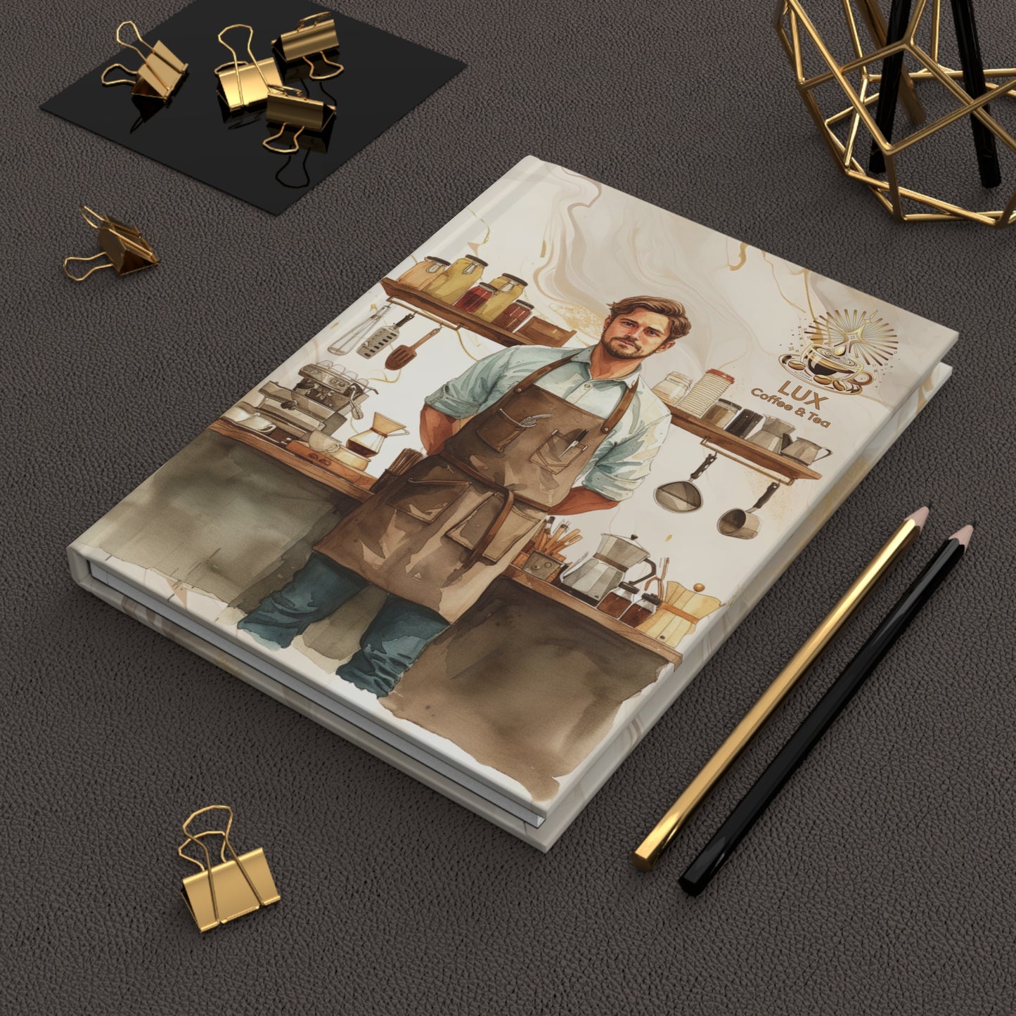 Lux Coffee  & Tea " Coffee Guy" Hardcover Journal Matte Marble