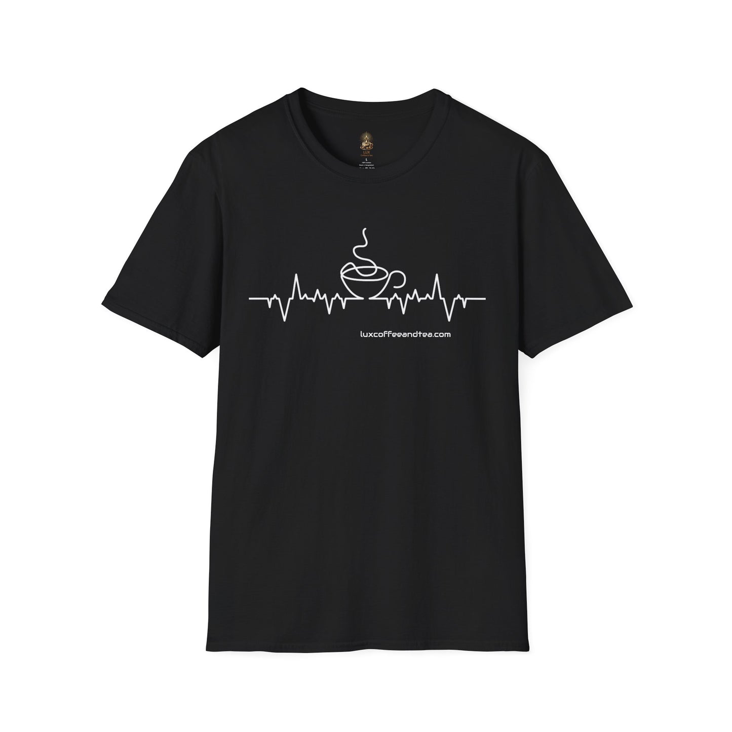 Lux Coffee & Tea - "Coffee Heartbeat" Unisex Softstyle® T-Shirt