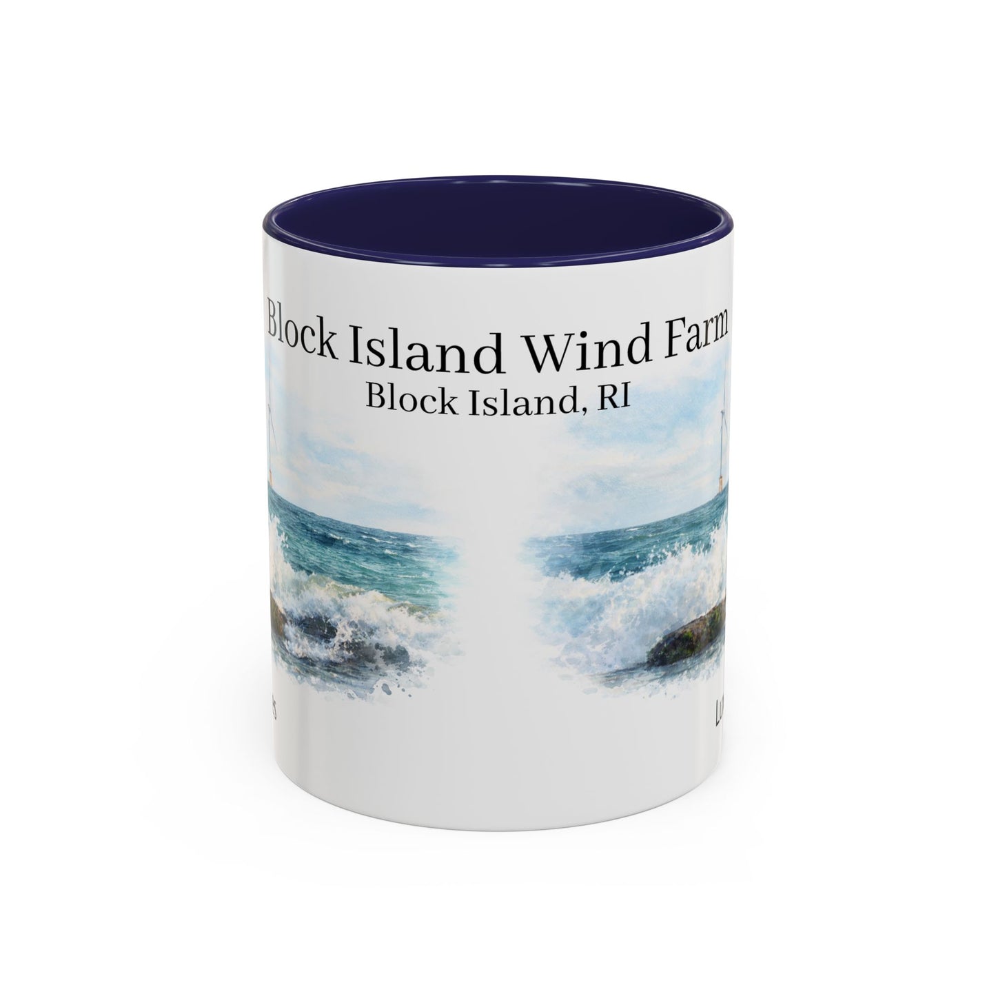 LUX Coffee and Tea Shorelines Block Island Wind Farm Block Island, RI Accent Mug  (11oz /15oz)