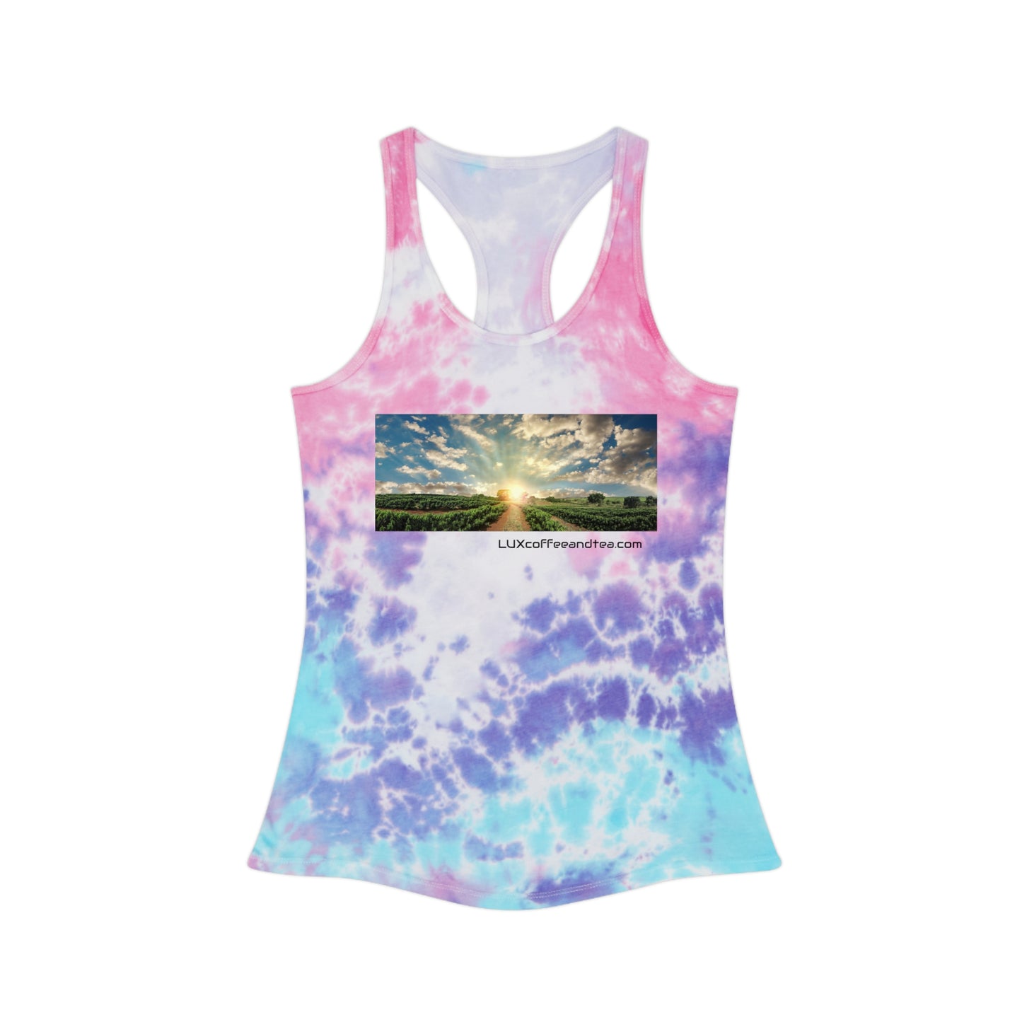 Lux Coffee & Tea - "LUX" Women's Tie-Dye Racerback Tank Top