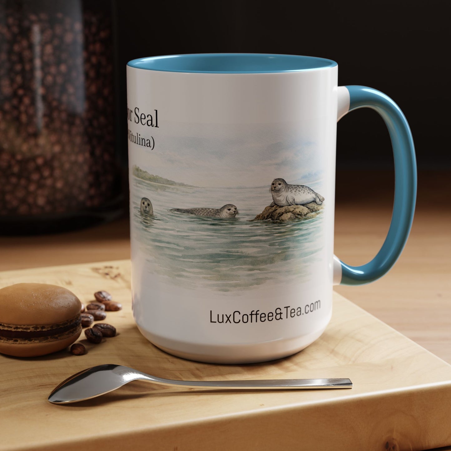 LUX Coffee and Tea Shorelines Harbor Seal (Phoca Vitulina) Accent Mug  (11oz /15oz)
