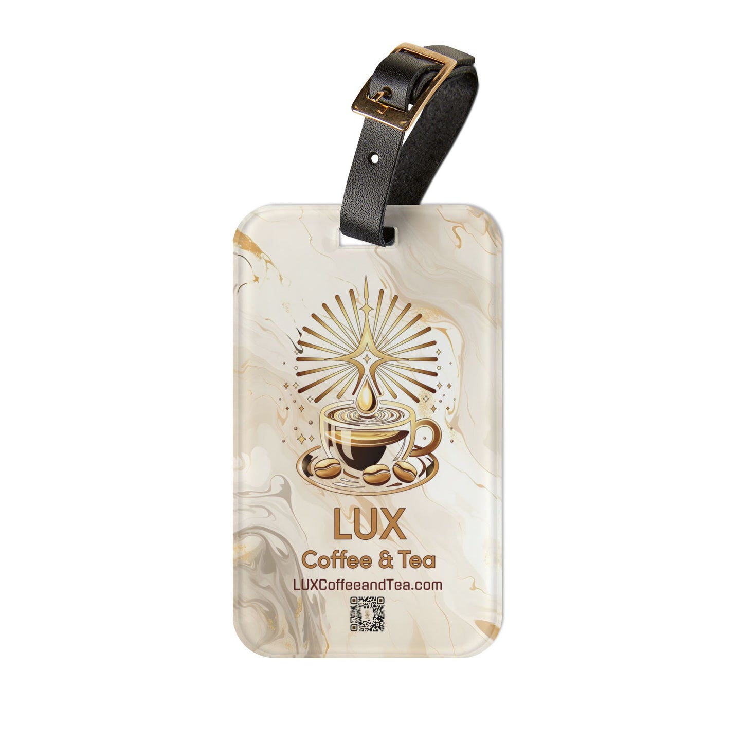 Lux Coffee & Tea Luggage Tag  Branded Marble Design