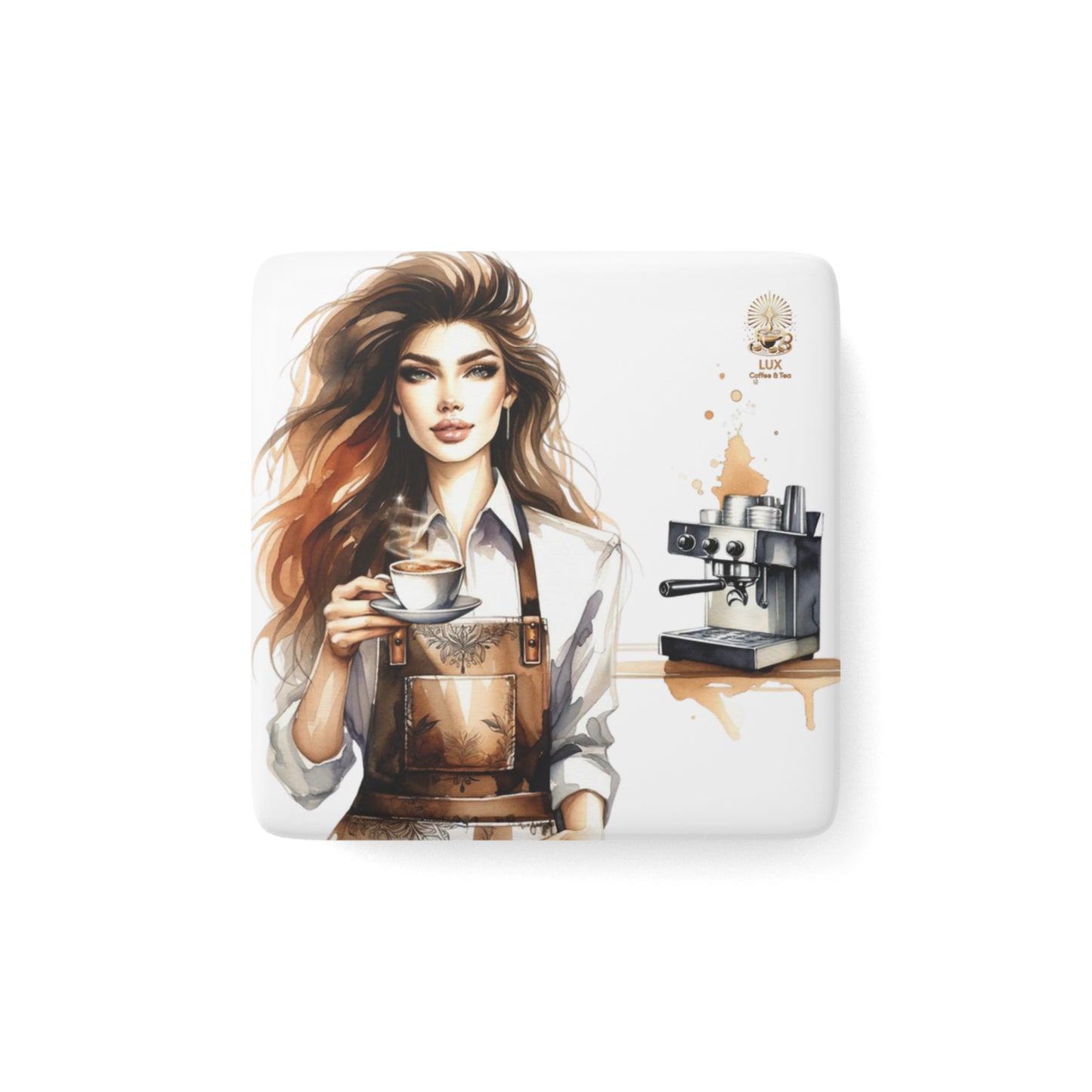 Lux Coffee & Tea Collection Porcelain Magnet - "Coffee Girl"