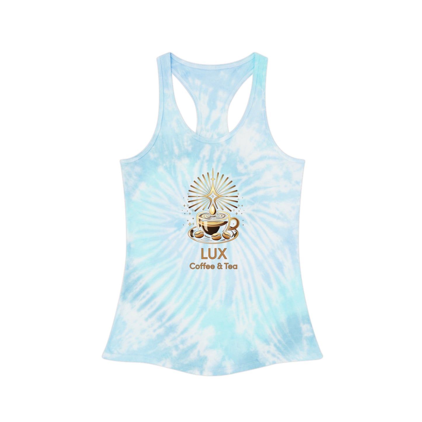Lux Coffee & Tea Tie-Dye Racerback Tank Top