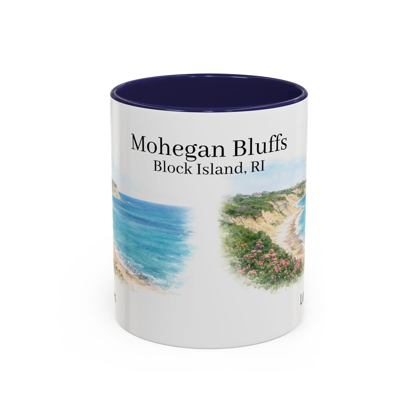 LUX Coffee and Tea Shorelines Mohegan Bluffs Block Island, RI Accent Mug  (11oz /15oz)