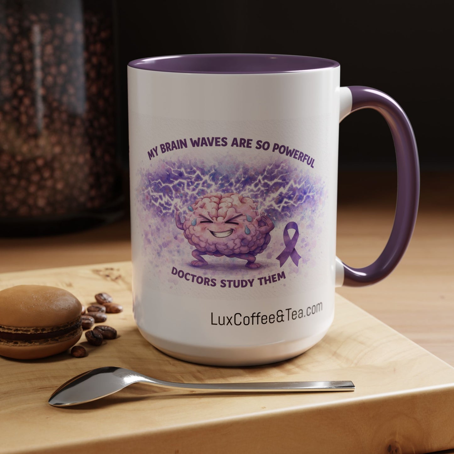 LUX Coffee and Tea "My Brain waves are so powerful"  Epilepsy Awareness Accent Mug  (11/15oz)