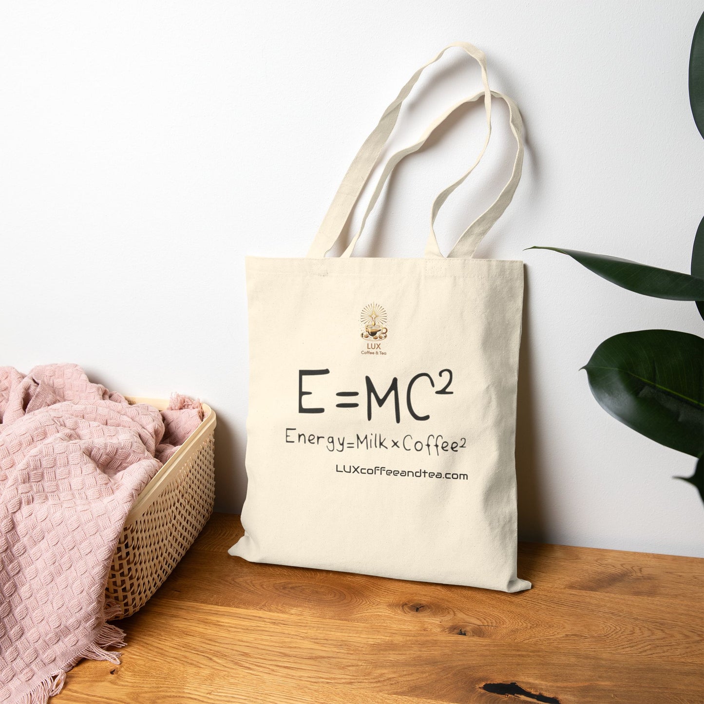 Lux Coffee & Tea - "e=mc2" Cotton Canvas Tote Bag