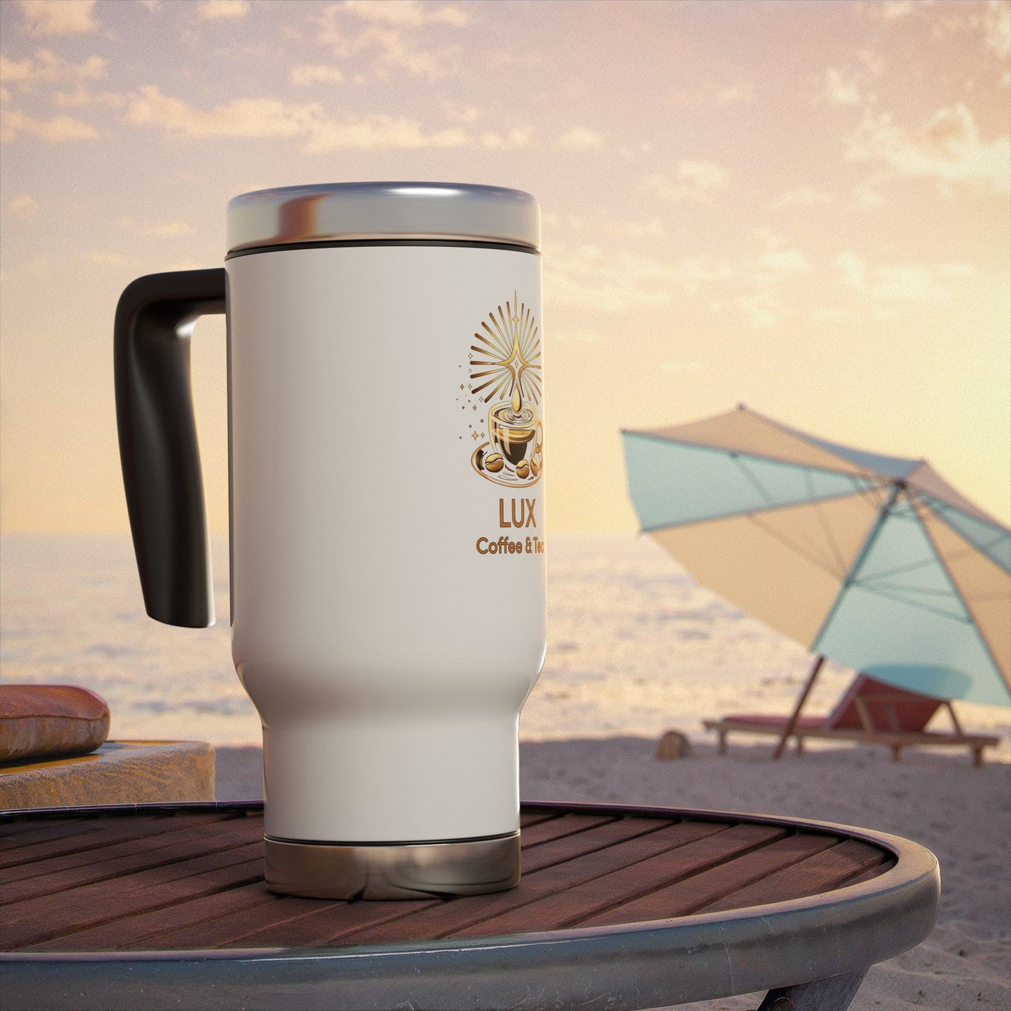 Lux Coffee & Tea Stainless Stainless Steel Travel Mug with Handle, 14oz Insulated Tumbler
