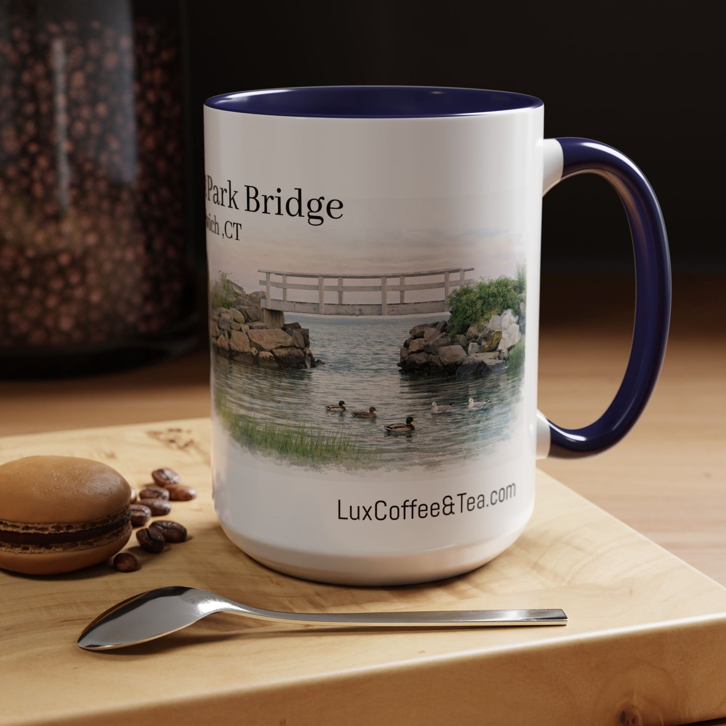 LUX Coffee and Tea Shorelines Tod's Point Park Bridge  Accent Mug  (11oz /15oz)