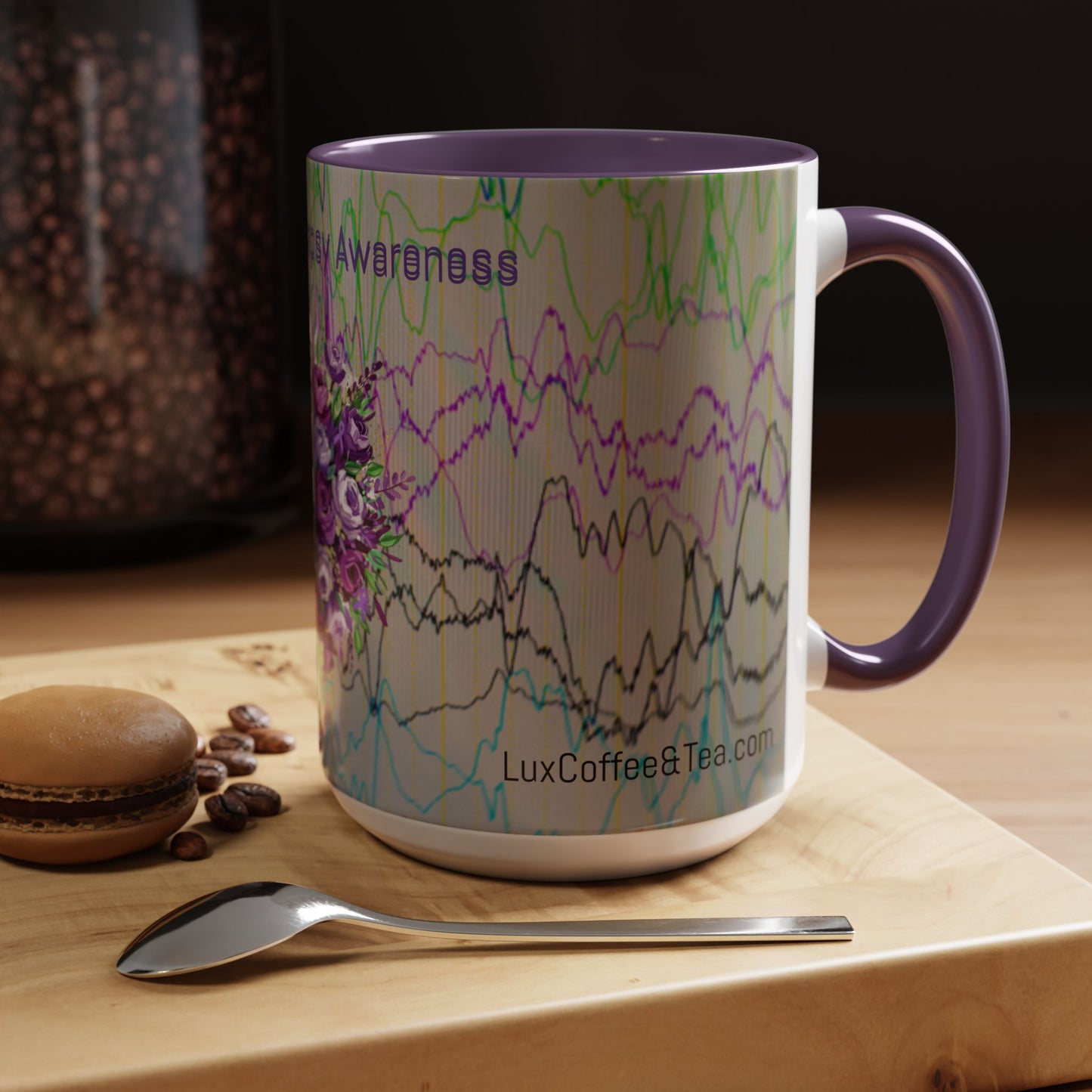 LUX Coffee and Tea Epi-Brain Waves All in for Epilepsy Awareness Accent Mug  (11/15oz)