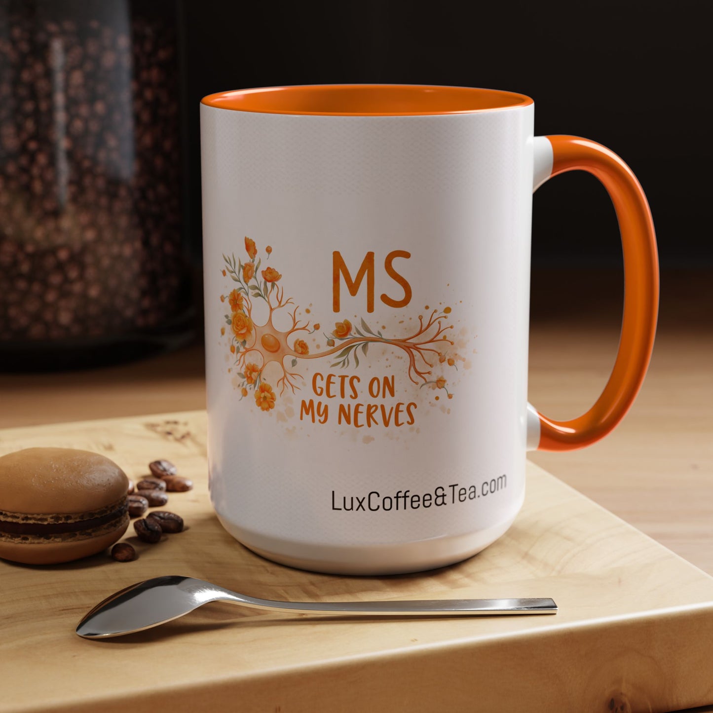 LUX Coffee and Tea MS Gets on My Nerves , Multiple Sclerosis (MS) Awareness Month  Accent Mug  (11oz)