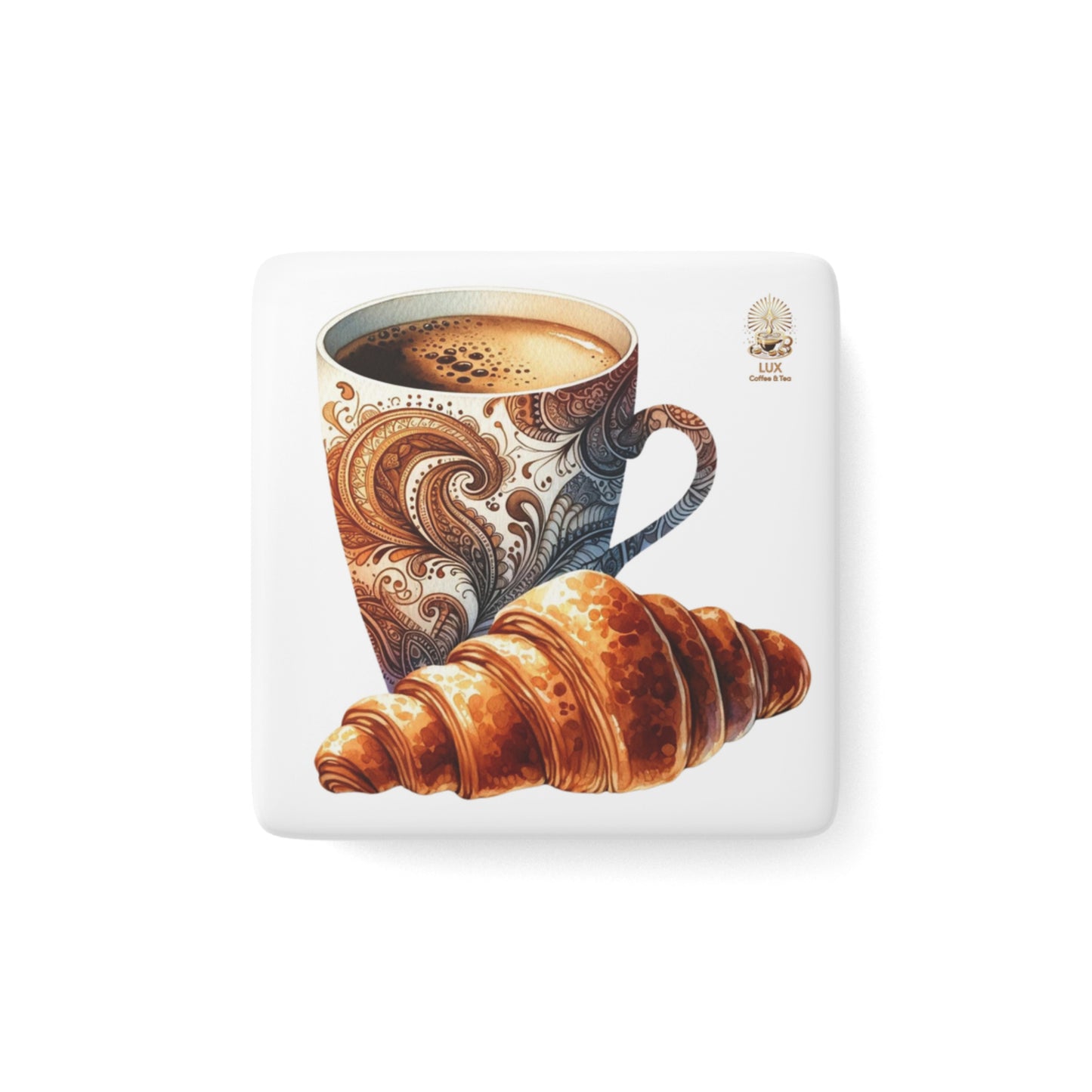 Lux Coffee & Tea Collection Porcelain Magnet - "Cappuccino e Cornetto"