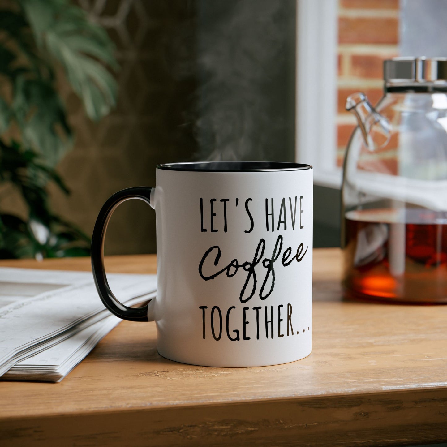 Lux Coffee & Tea - "Let’s Have Coffee Together" -Two-Tone Coffee Mugs, 11oz