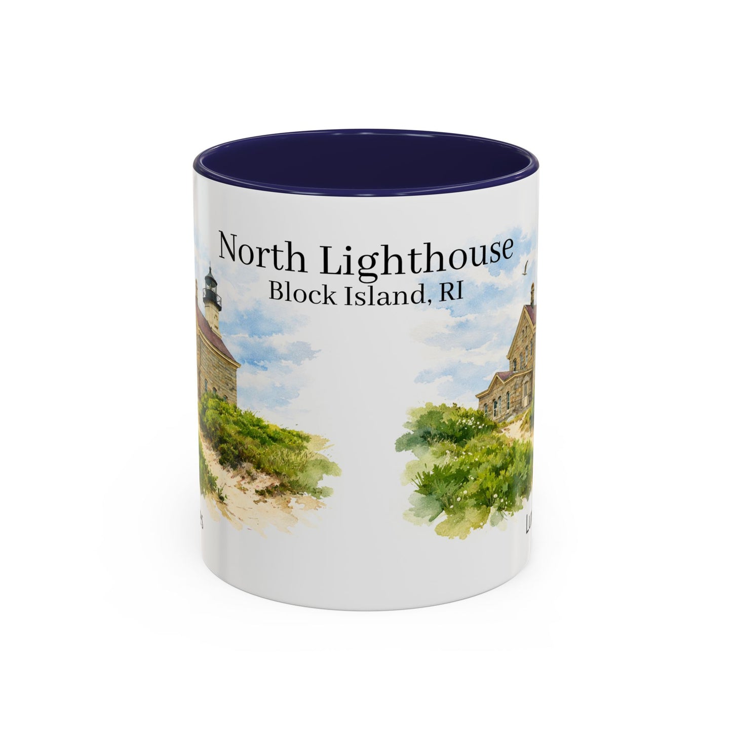 LUX Coffee and Tea Shorelines  North Lighthouse Block Island, RI Accent Mug  (11oz /15oz)