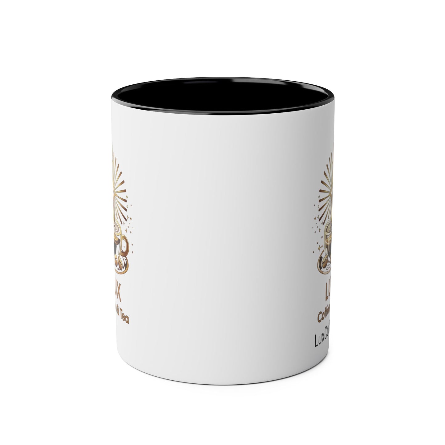 Lux Coffee & tea logo Two-Tone Coffee Mugs, 11oz