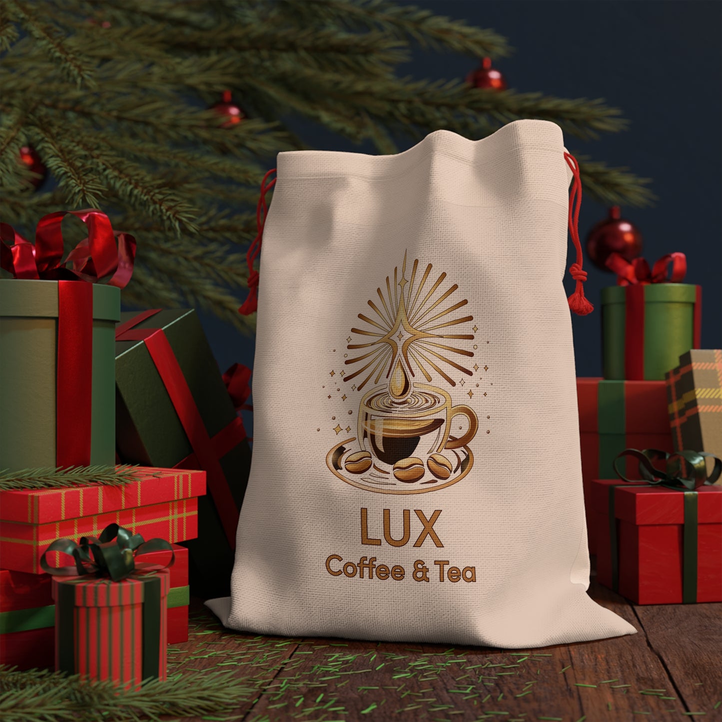 Lux Coffee & Tea Drawstring Gift Bag