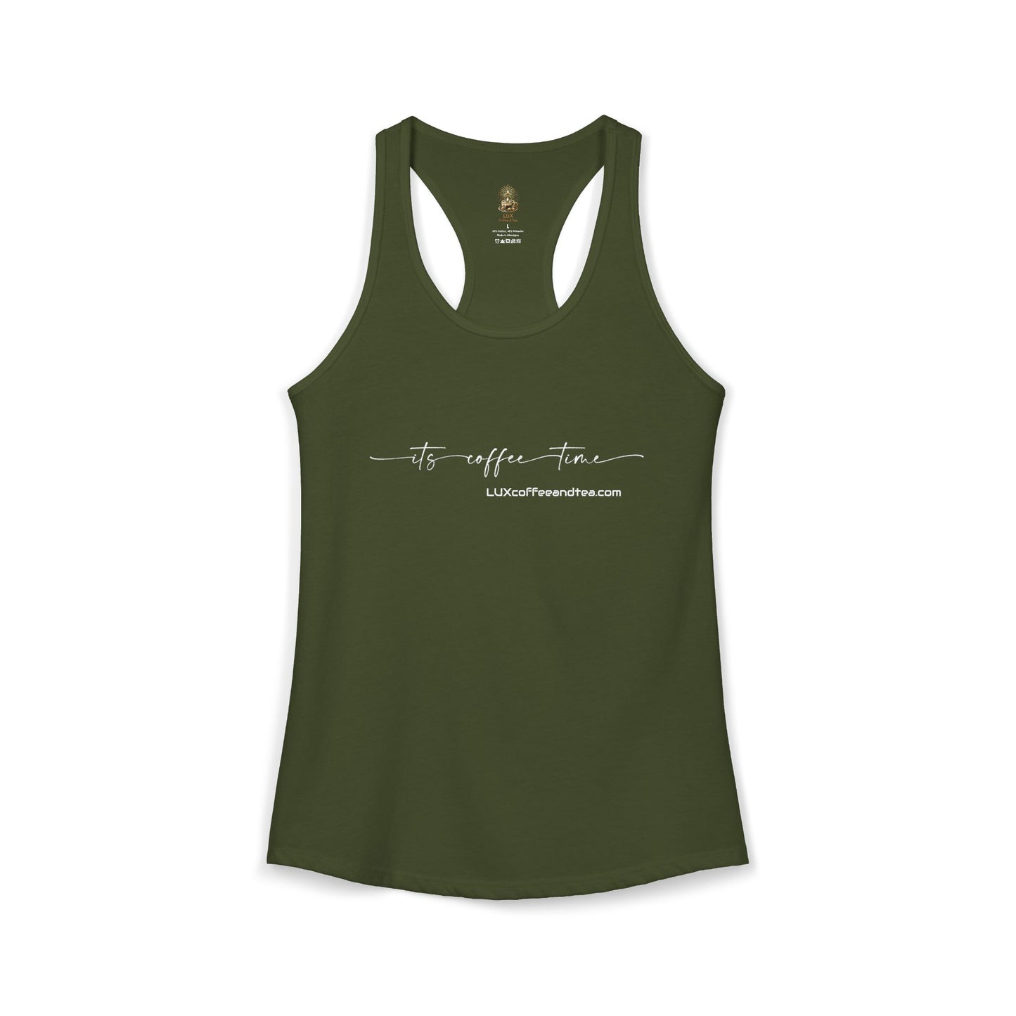 Lux Coffee & Tea - "It’s Coffee"Time" Women's Ideal Racerback Tank