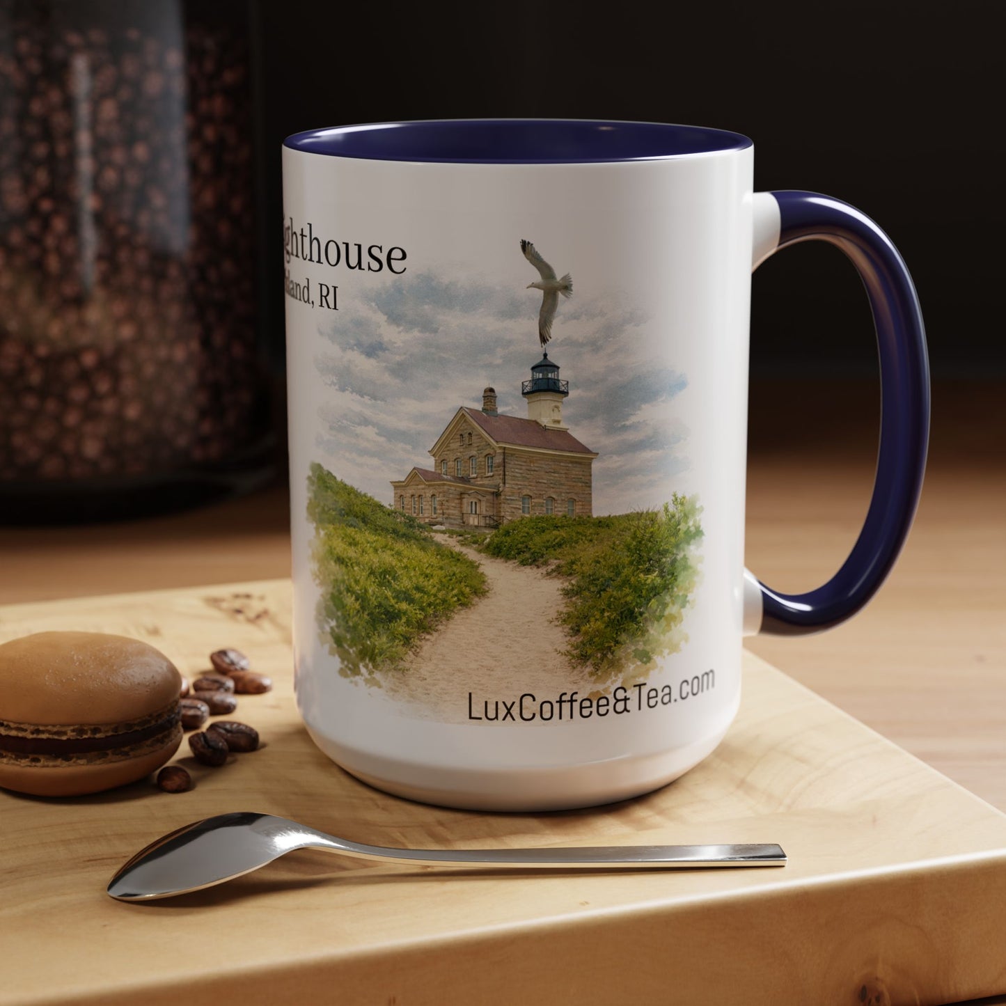 LUX Coffee and Tea Shorelines  North Lighthouse Block Island, RI Accent Mug  (11oz /15oz)