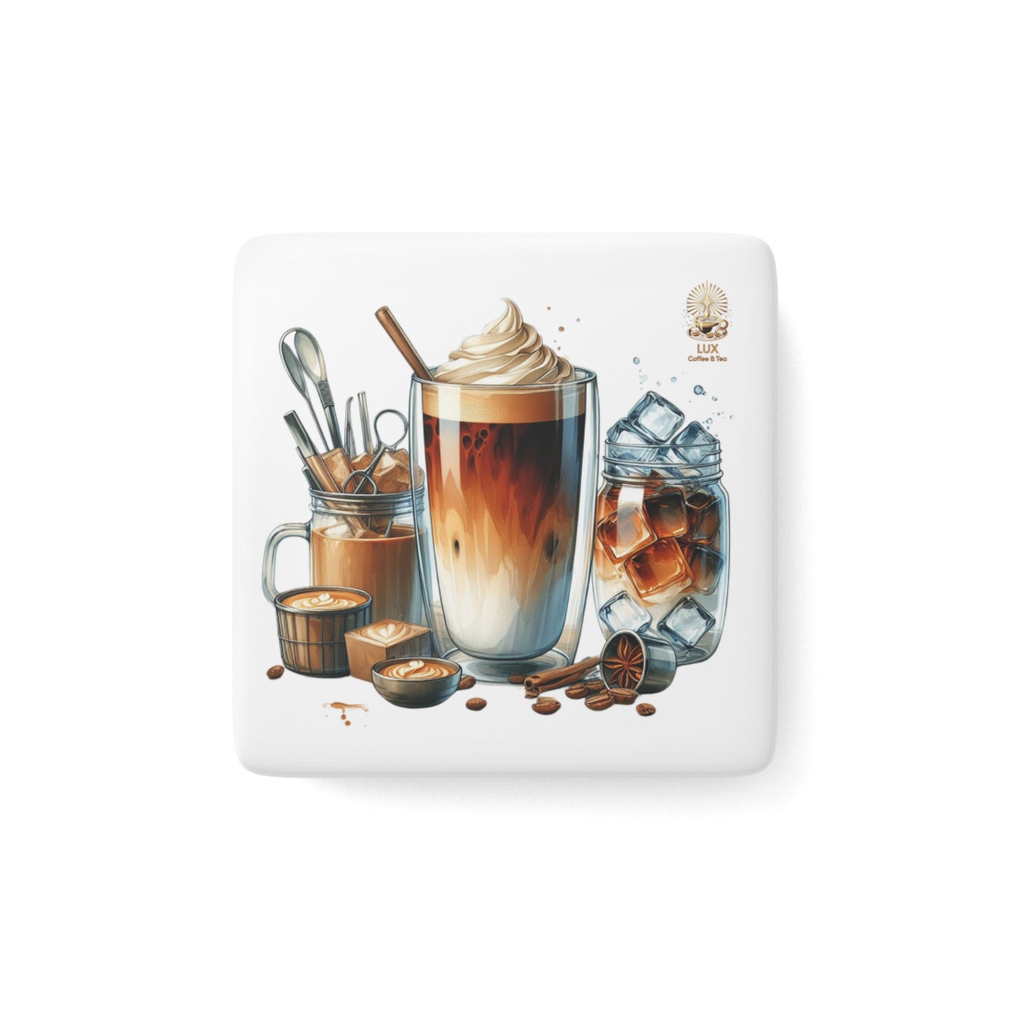 Lux Coffee & Tea Collection Porcelain Magnet - "Coffee Delights"