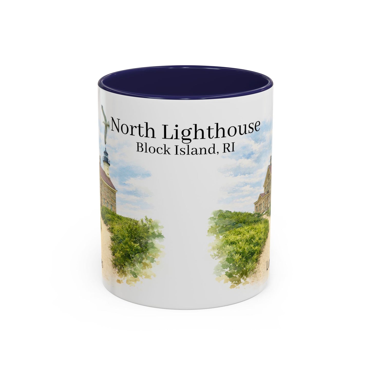 LUX Coffee and Tea Shorelines  North Lighthouse Block Island, RI Accent Mug  (11oz /15oz)