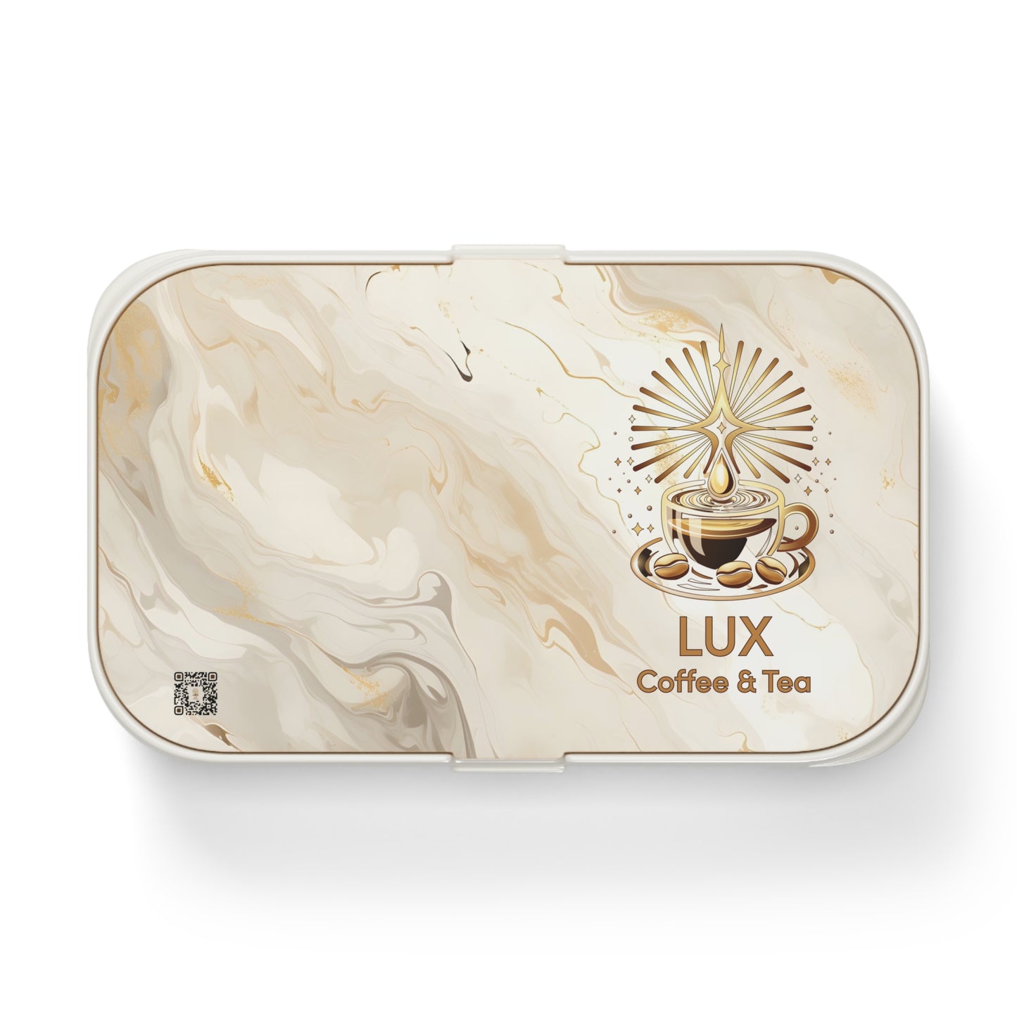 Lux Coffee & Tea Marble Bento Box (Two-Tier, Portable Food Container)