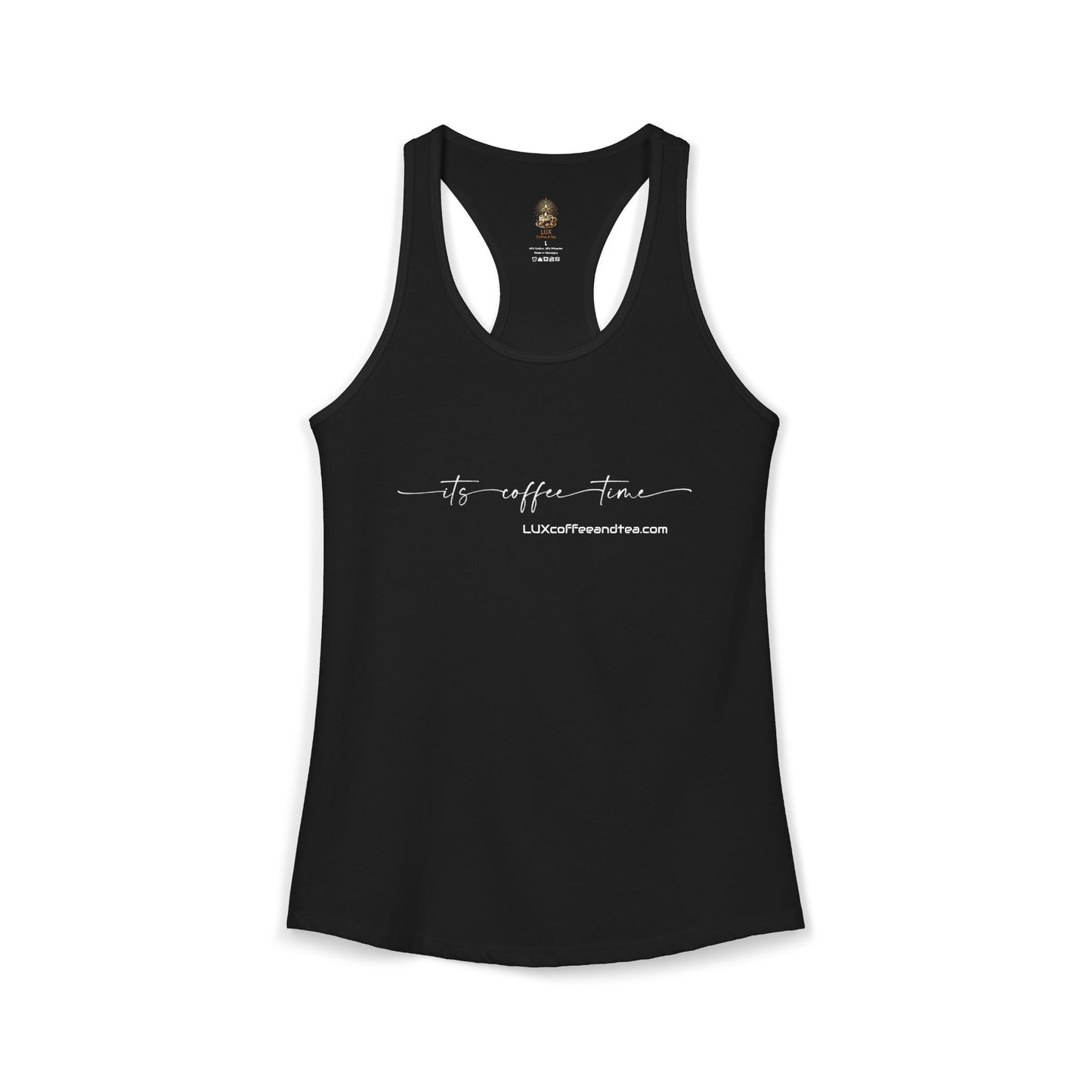 Lux Coffee & Tea - "It’s Coffee"Time" Women's Ideal Racerback Tank