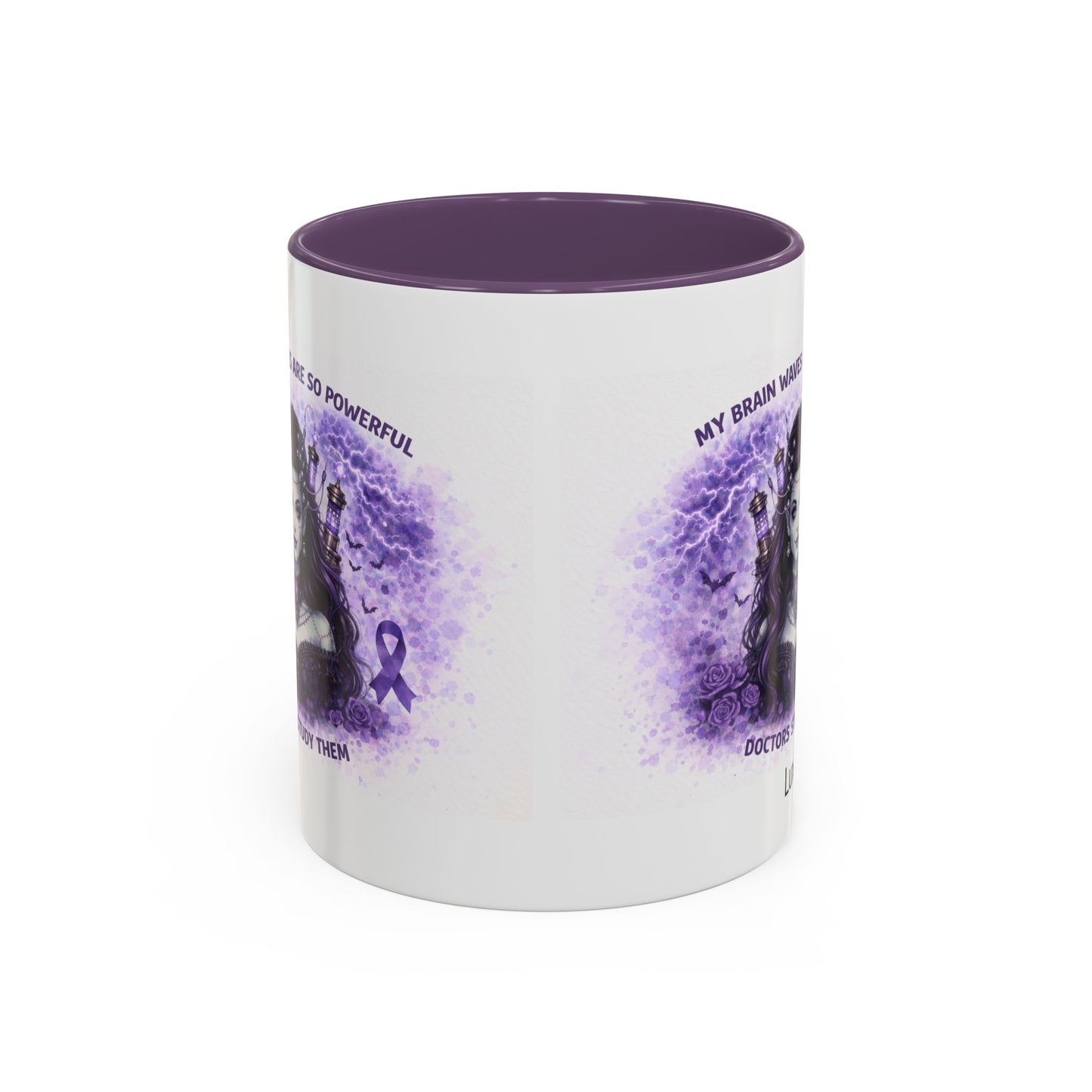 LUX Coffee and Tea "My Brain waves are so powerful Doctors study them"  Epilepsy Awareness Accent Mug  (11/15oz)