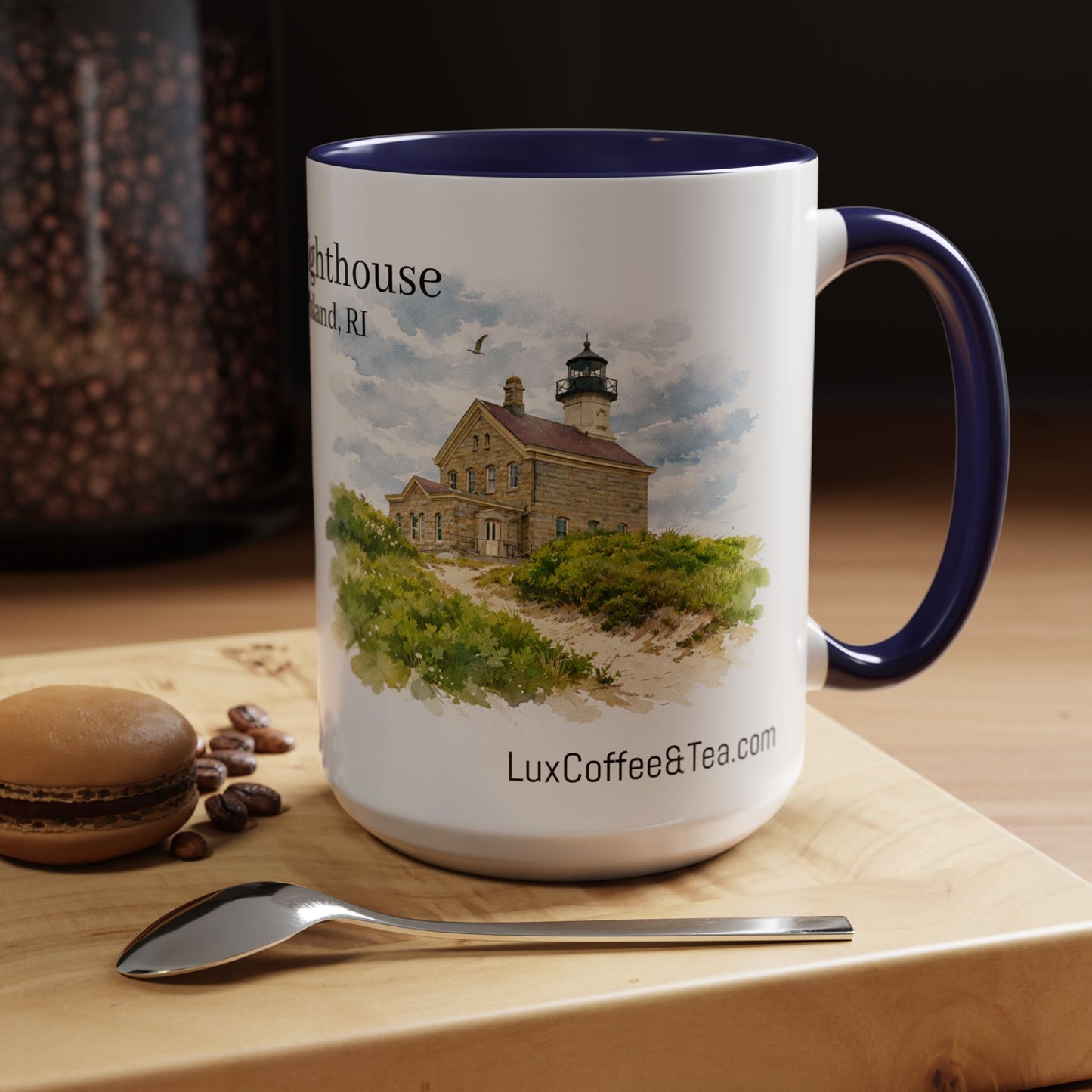 LUX Coffee and Tea Shorelines  North Lighthouse Block Island, RI Accent Mug  (11oz /15oz)