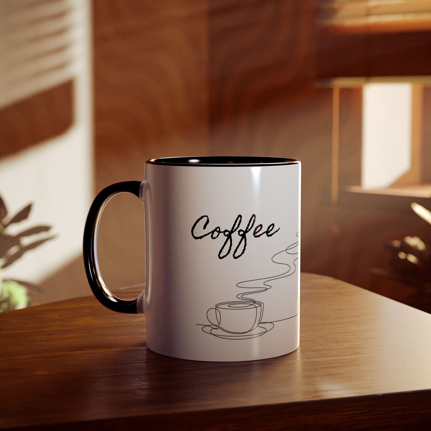 Lux Coffee & Tea - "Coffee sharpens minds and softens mornings."-Two -Tone Coffee Mugs, 11oz