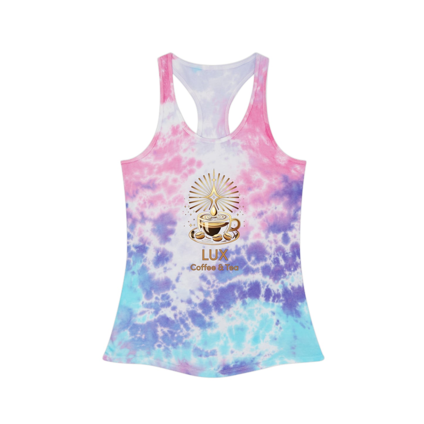 Lux Coffee & Tea Tie-Dye Racerback Tank Top