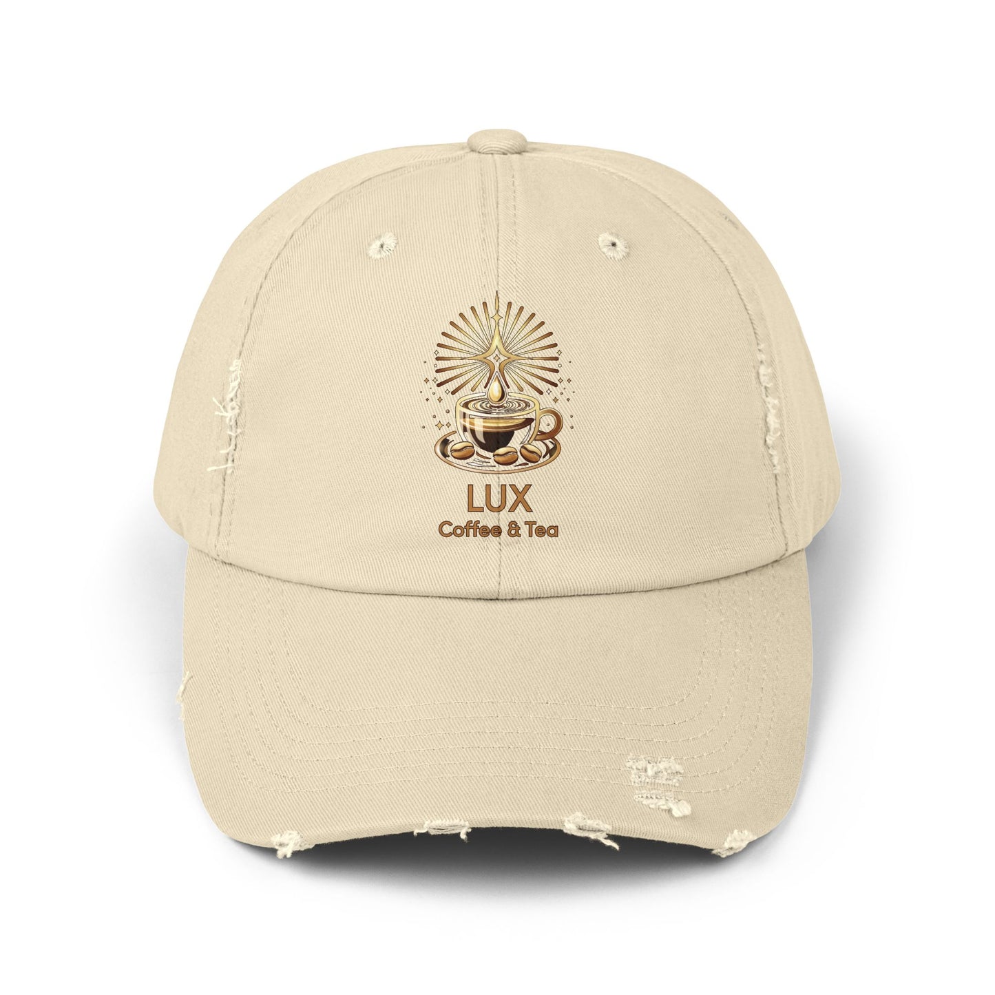 Lux Coffee & Tea Vintage Style Unisex Distressed Cap